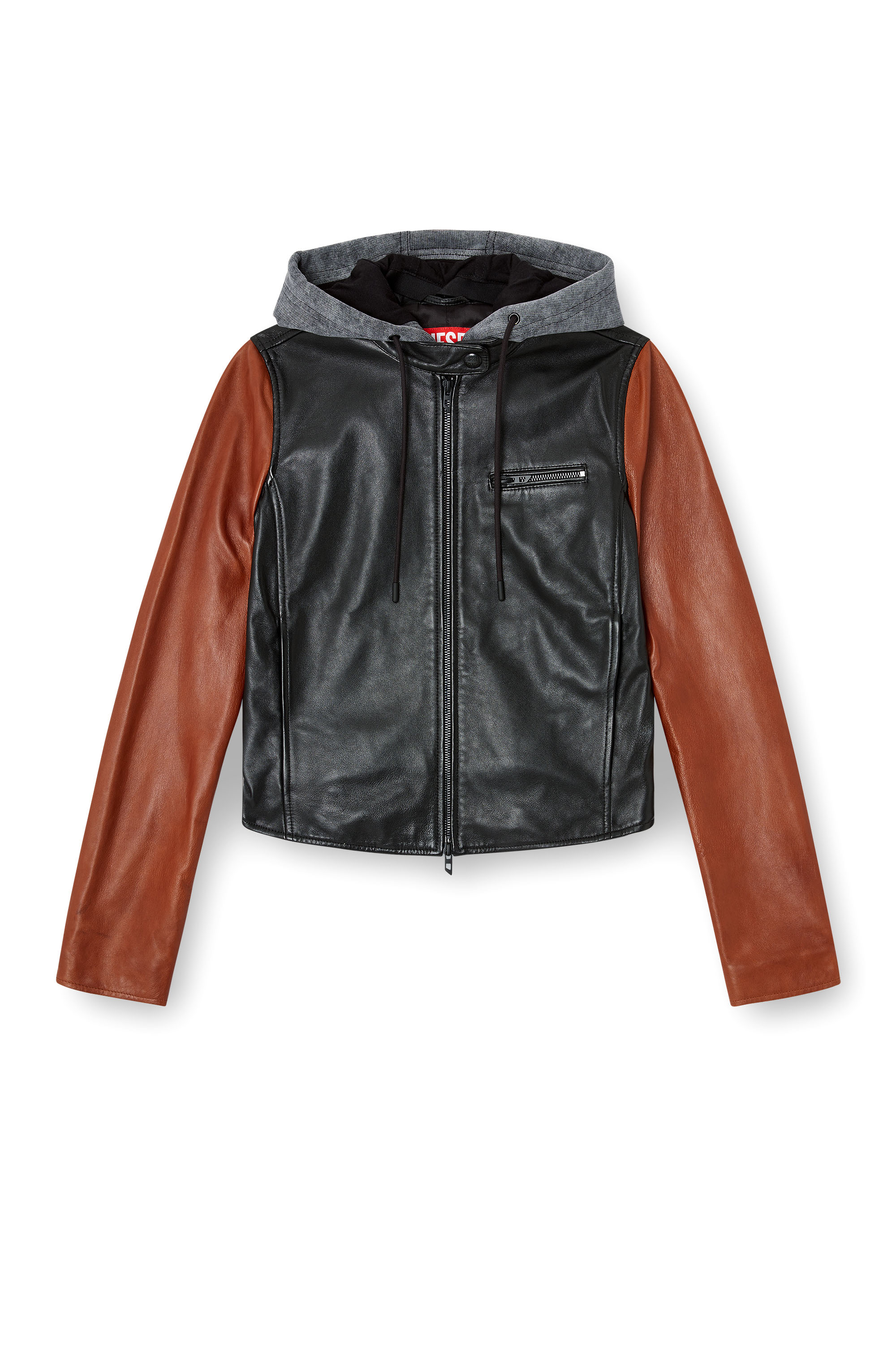 Diesel - L-OUDER, Veste en cuir color-block Femme in Polychrome - 3