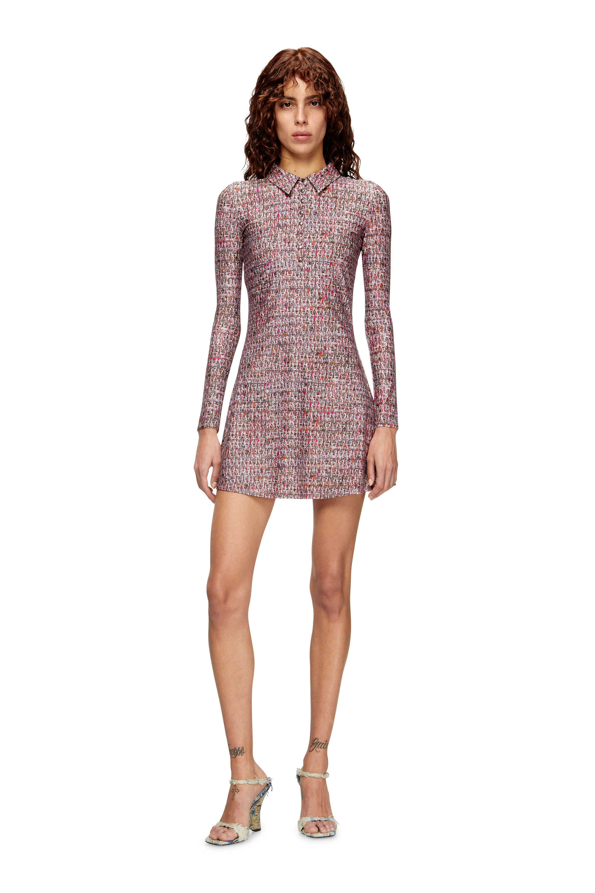 Diesel - D-POLYNA, Robe en Lycra avec imprimé bouclé Femme in Rose - 2