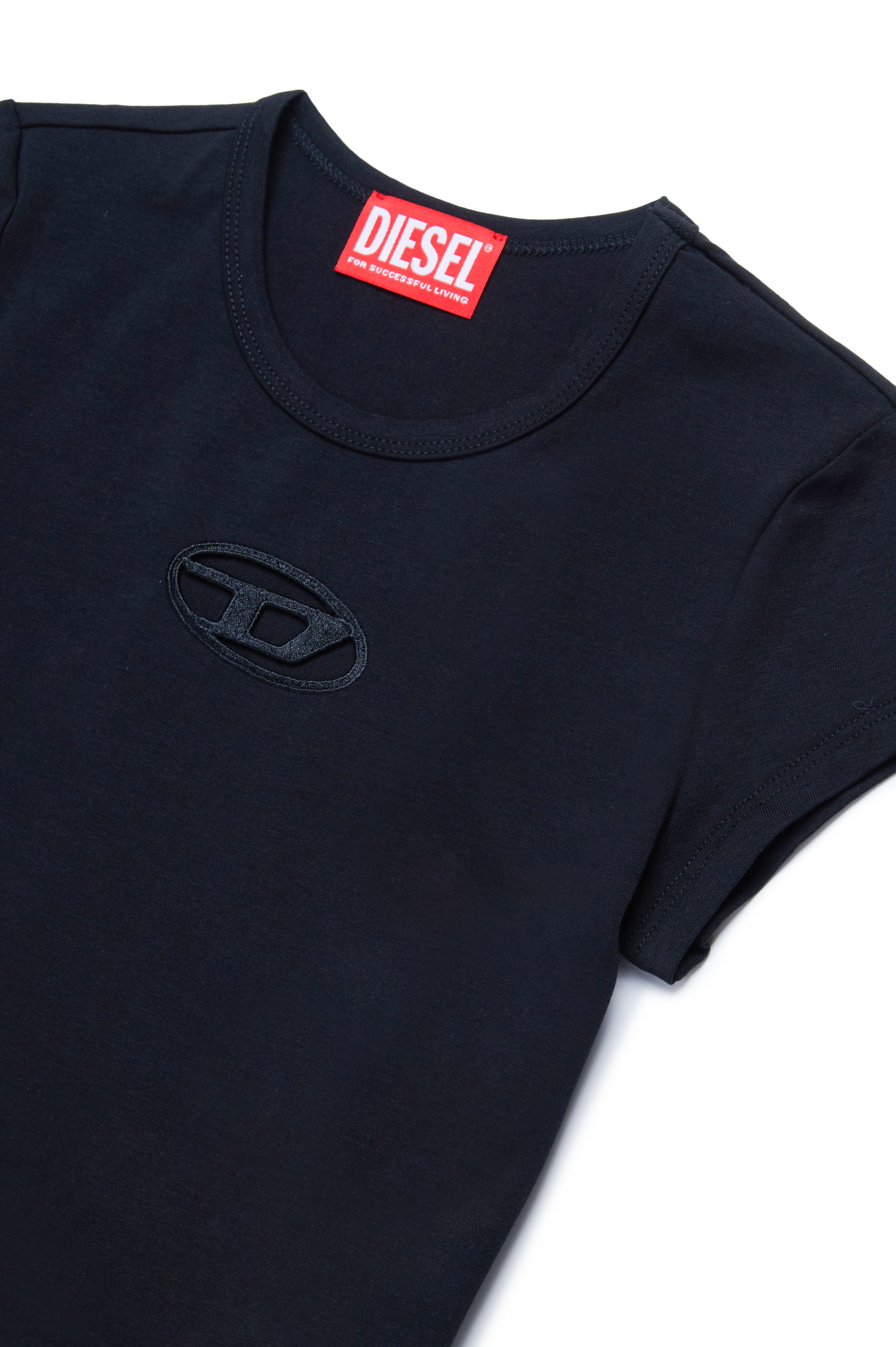 Diesel - TANGIE, Femme T-shirt avec logo Oval D cut-out in Noir - Image 3