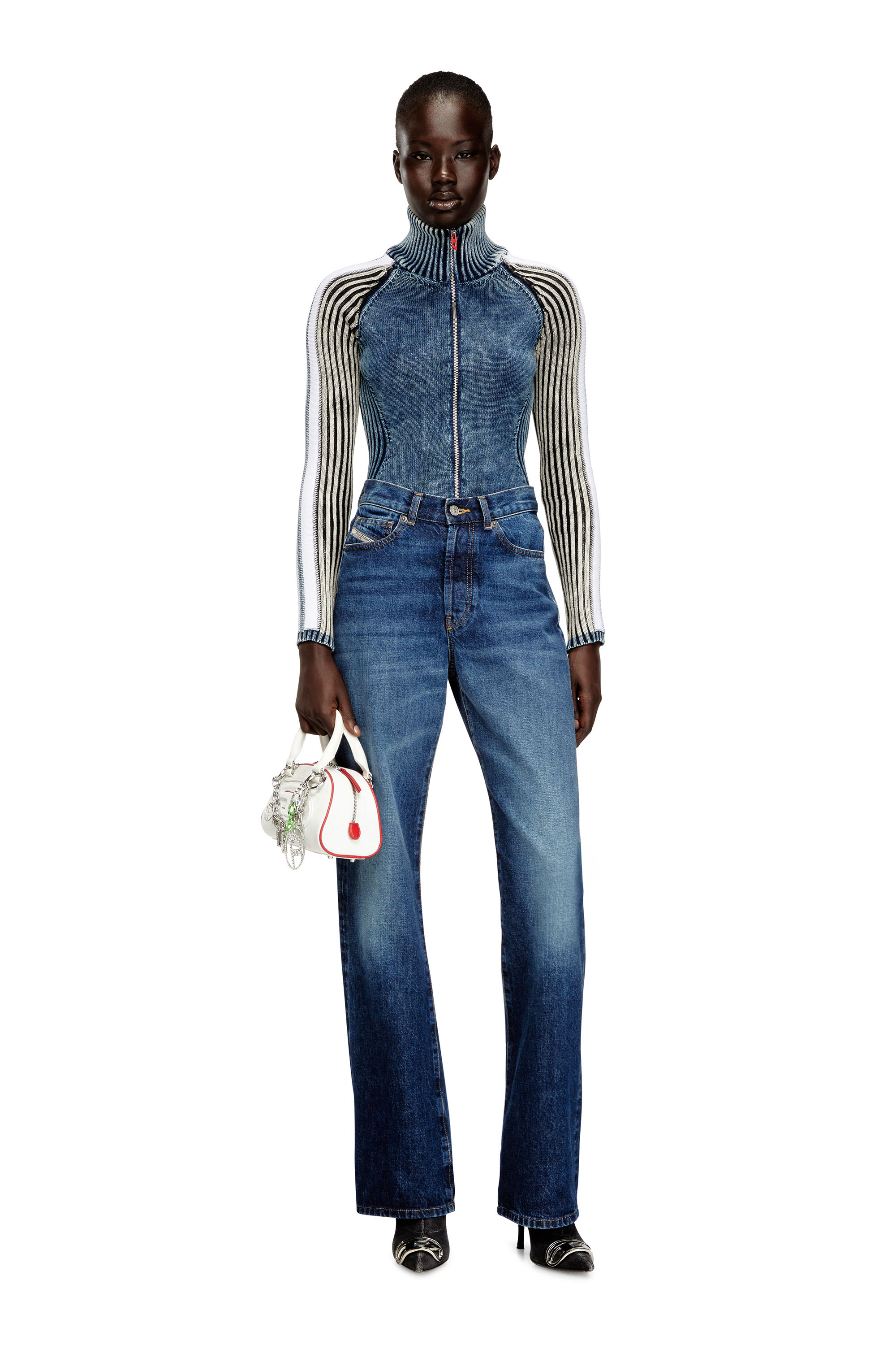 Diesel - M-ESTRELLA, Cardigan zippé avec bandes sportives Femme in Polychrome - 2