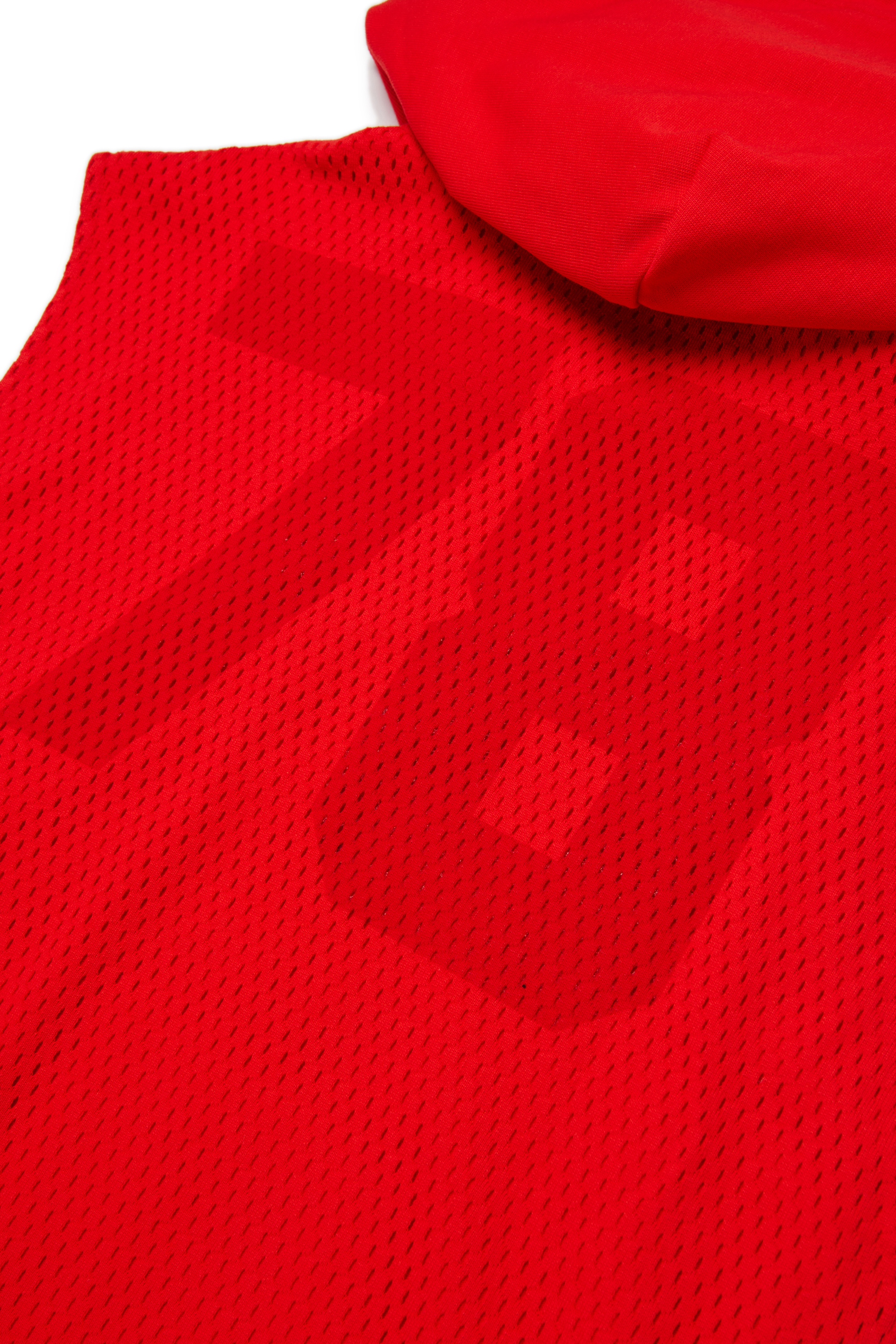 Diesel - SMESH OVER, Sweat &agrave; capuche sans manches en maille de coton Homme in Rouge - 4