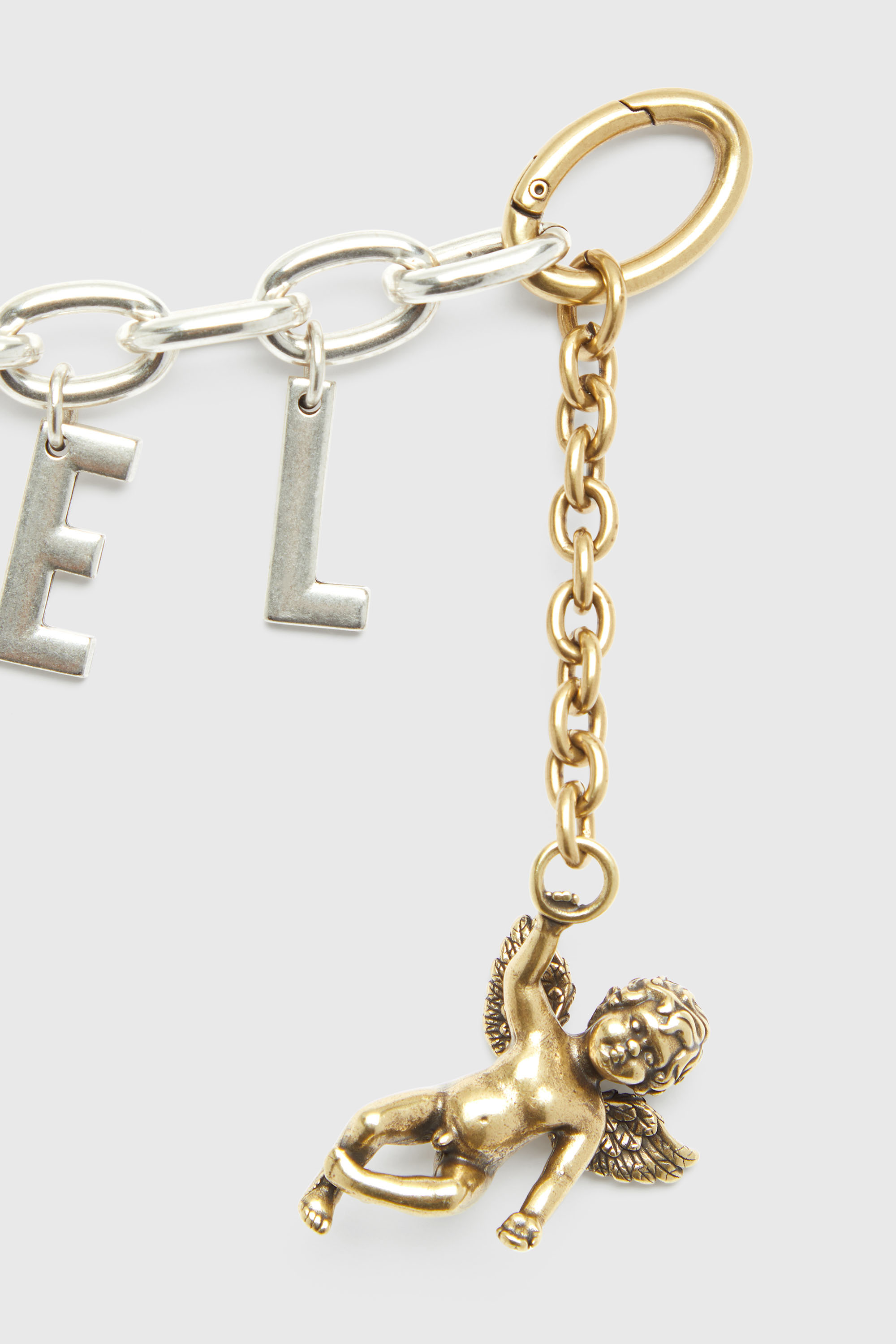 Diesel - CHAIN-D III S, Breloque lettre en m&eacute;tal avec ch&eacute;rubin Femme in Gris argent&eacute; - 2