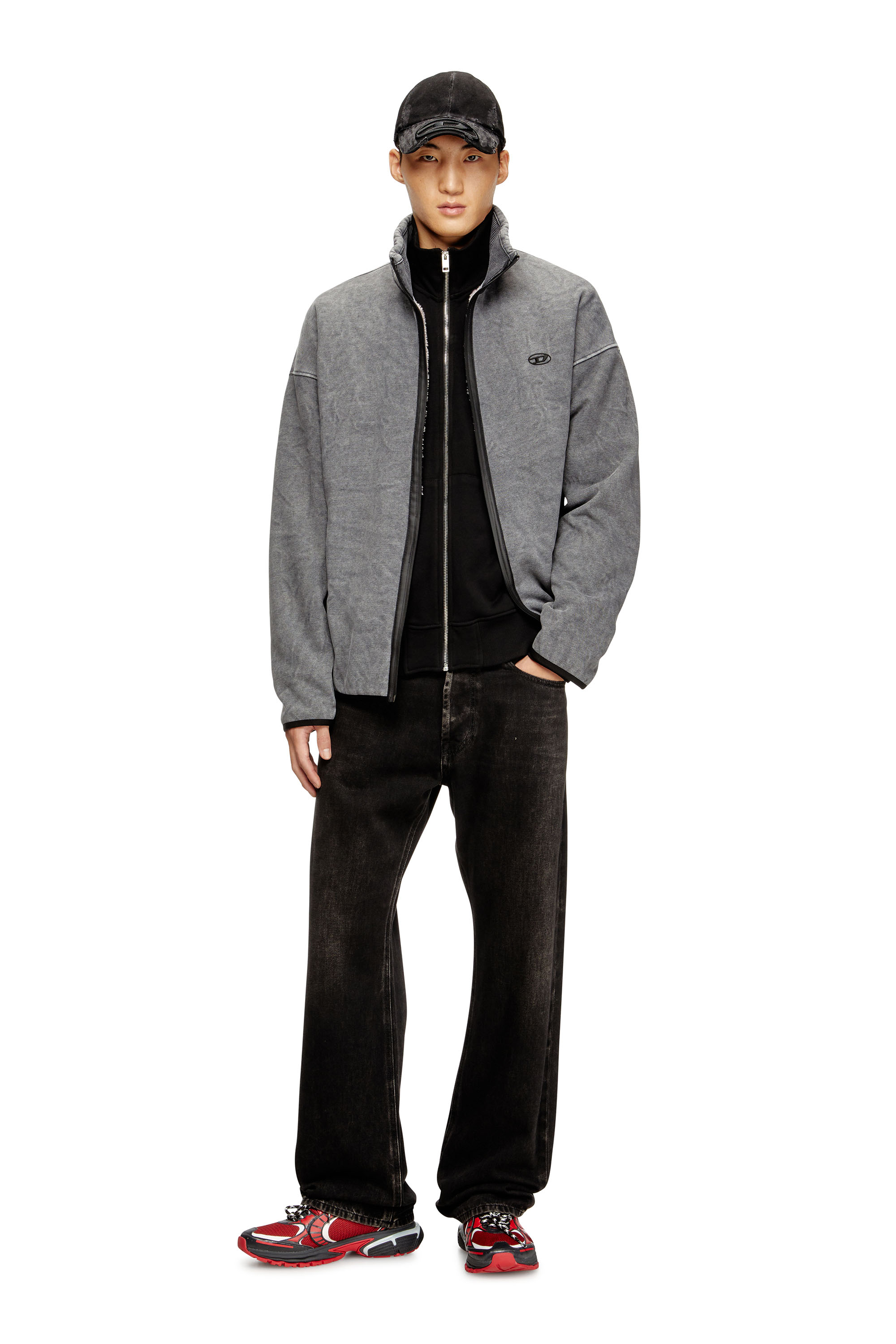 Diesel - S-BATY-NEW, Sweat à fermeture éclair avec doublure intérieure Homme in Gris - 1