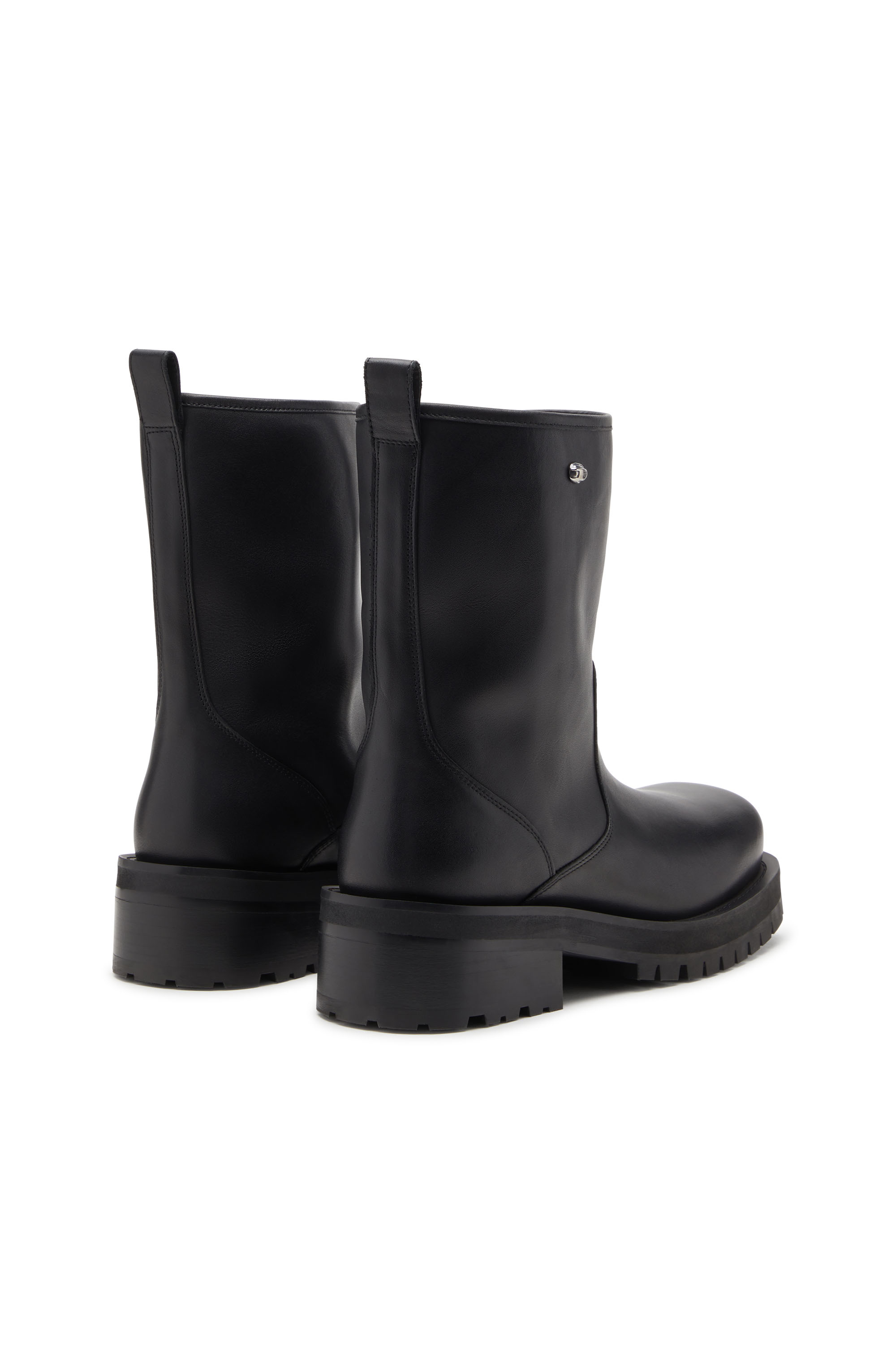 靴 DIESEL Unborn leather boots Diesel Women 6.5US Unborn calf Leopard Short Boots Double