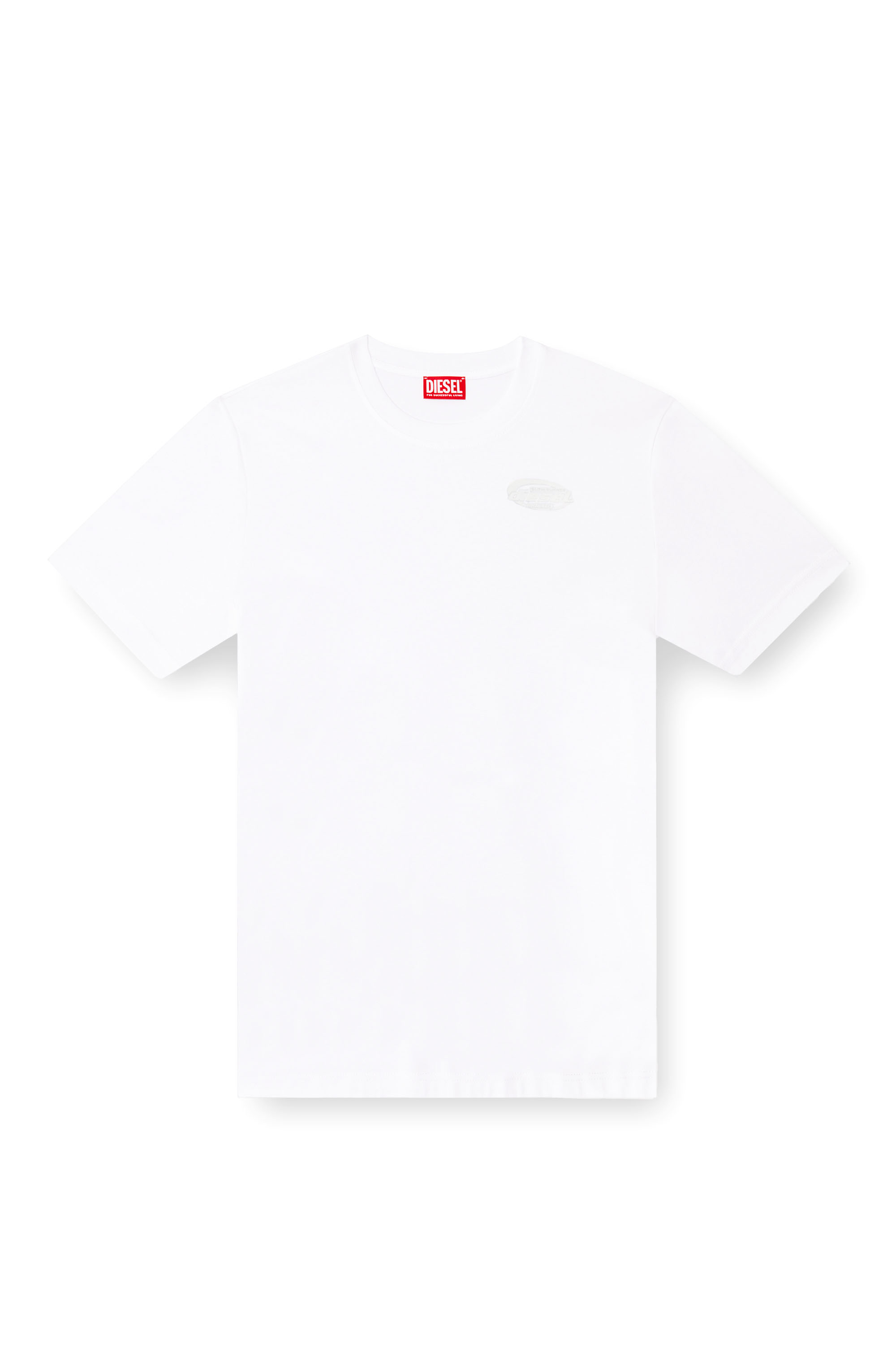 Diesel - T-MADJUST-R2, T-shirt en coton mercerisé avec logo ton sur ton Homme in Blanc - 3