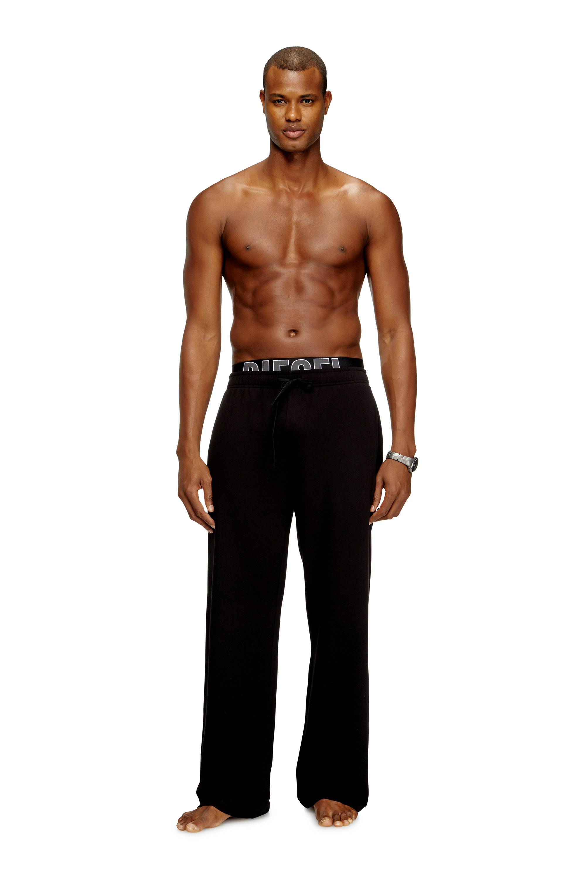 Diesel - BRADLEY-D-POP, Pantalon en éponge de coton avec ceinture à logo Homme in Noir - 3