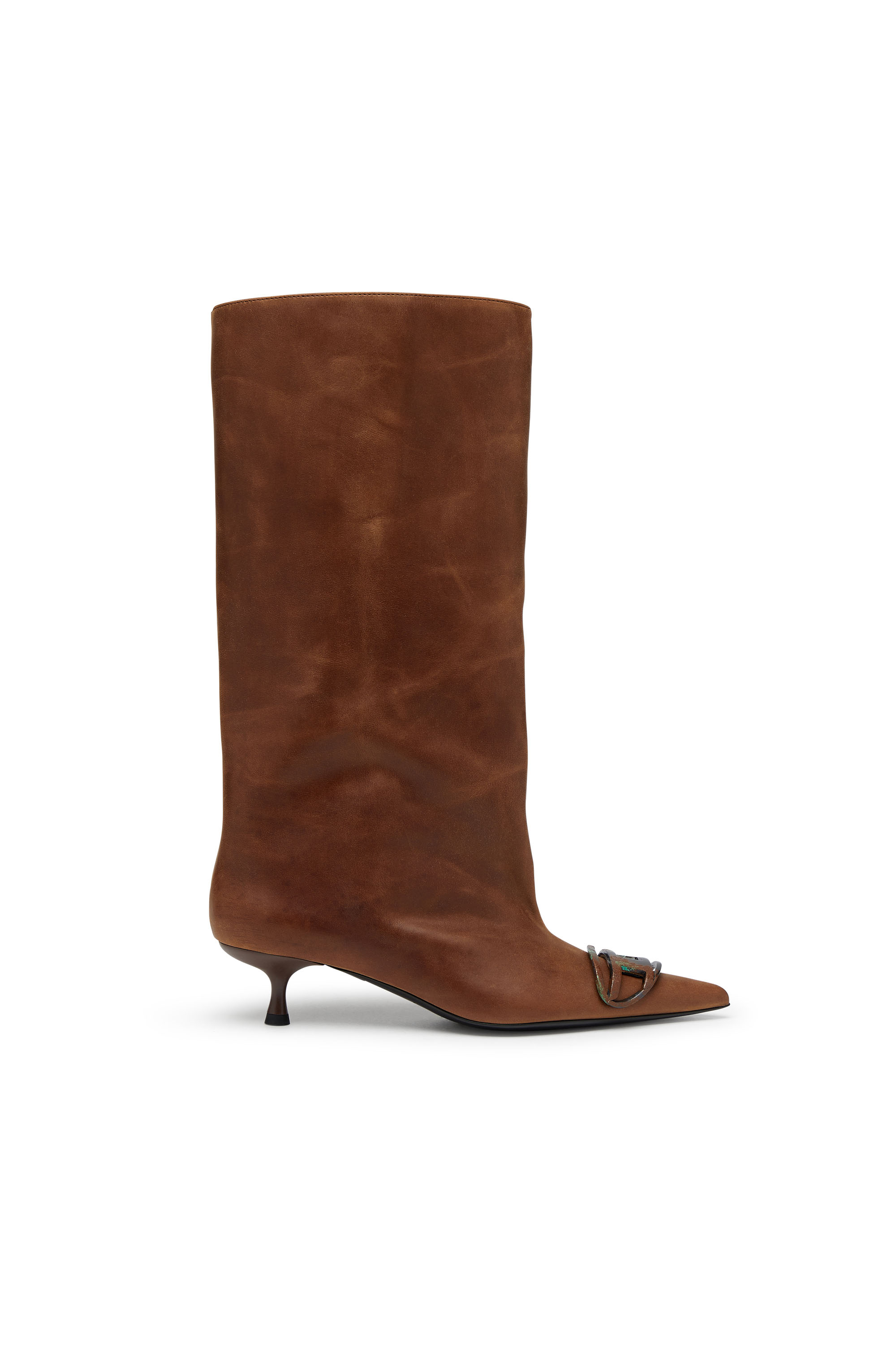 Diesel - D-VENUS 40 KB TUBE, Bottes hauteur genou en cuir huilé Femme in Marron - 1