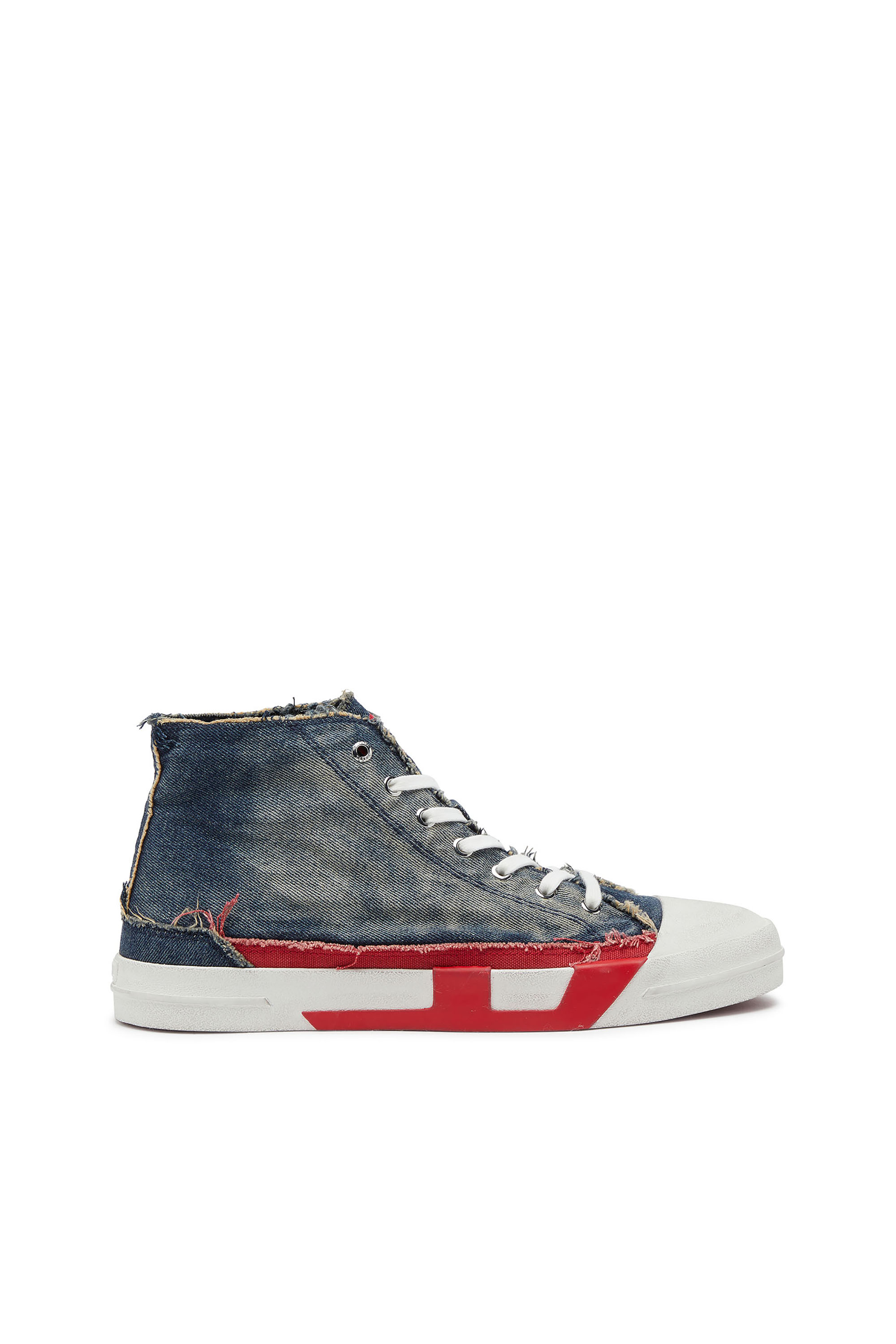 Diesel - S-D-VERSE MID II, D-Verse-Baskets montantes en denim avec logo D Homme in Bleu - 1