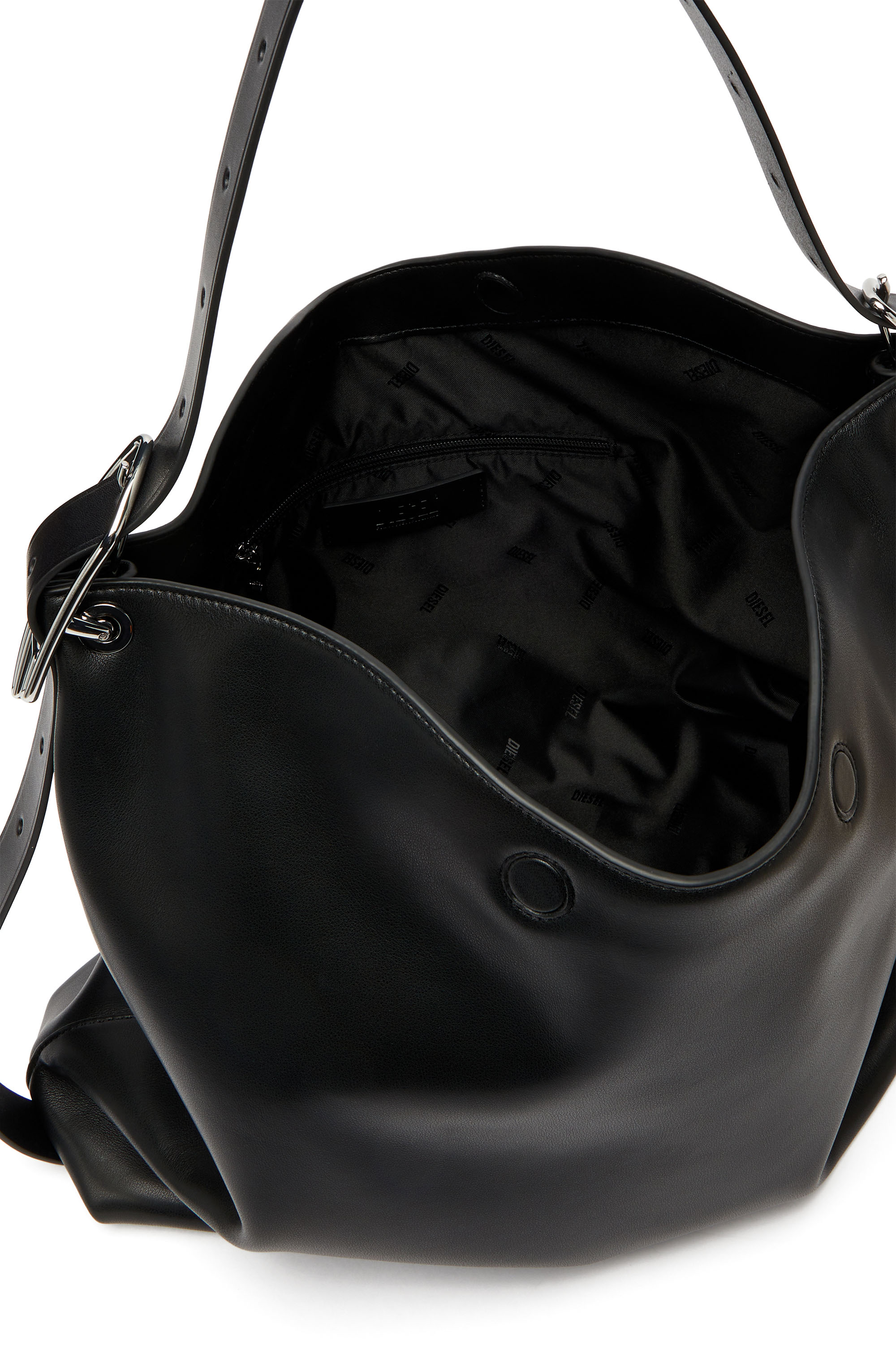 Diesel - D-LINE HOBO, D-Line-Sac hobo en cuir Femme in Noir - 4