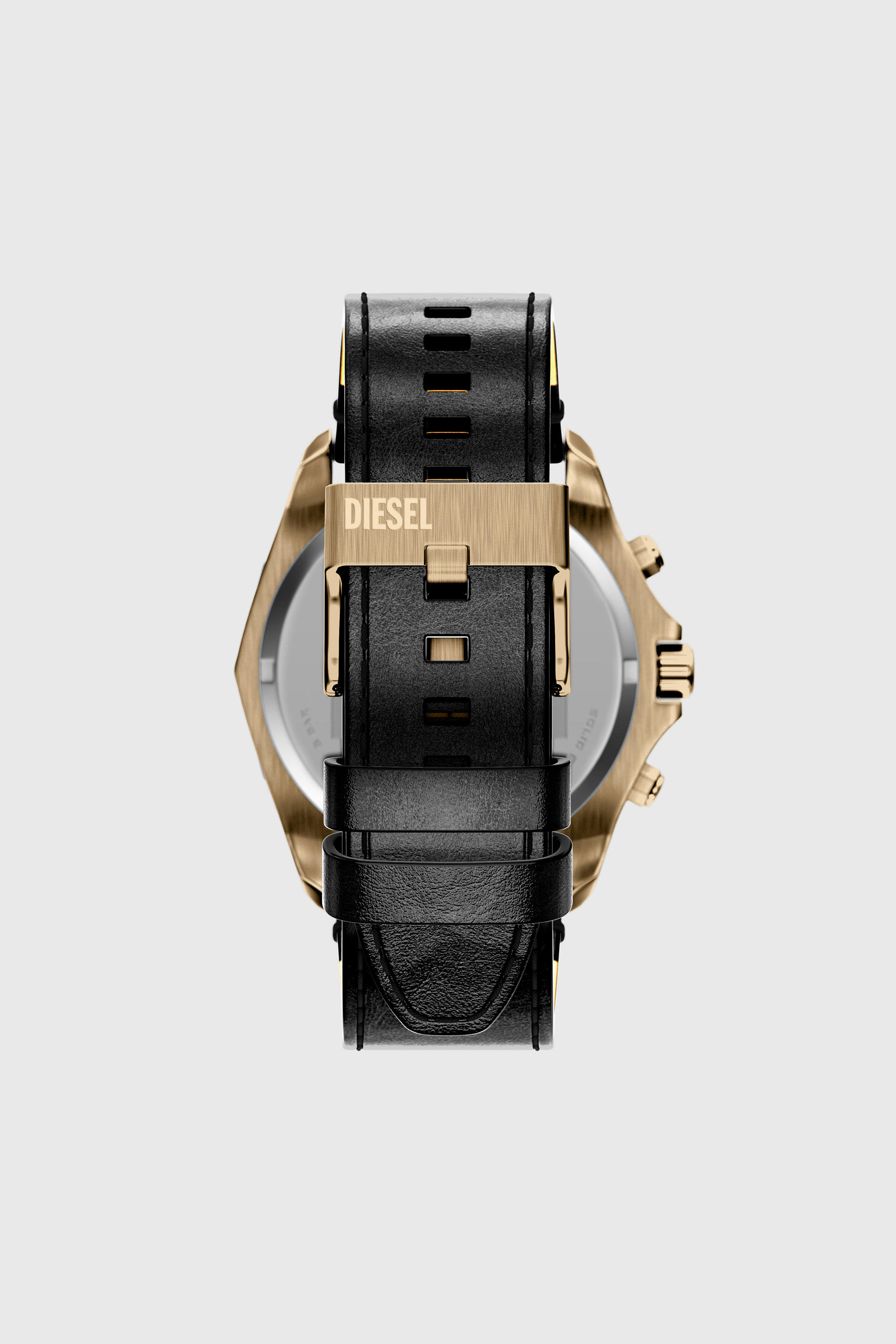 Diesel - DZ4733 WATCH, Montre Stinger avec bracelet en cuir finition or vieilli Homme in Noir - 2