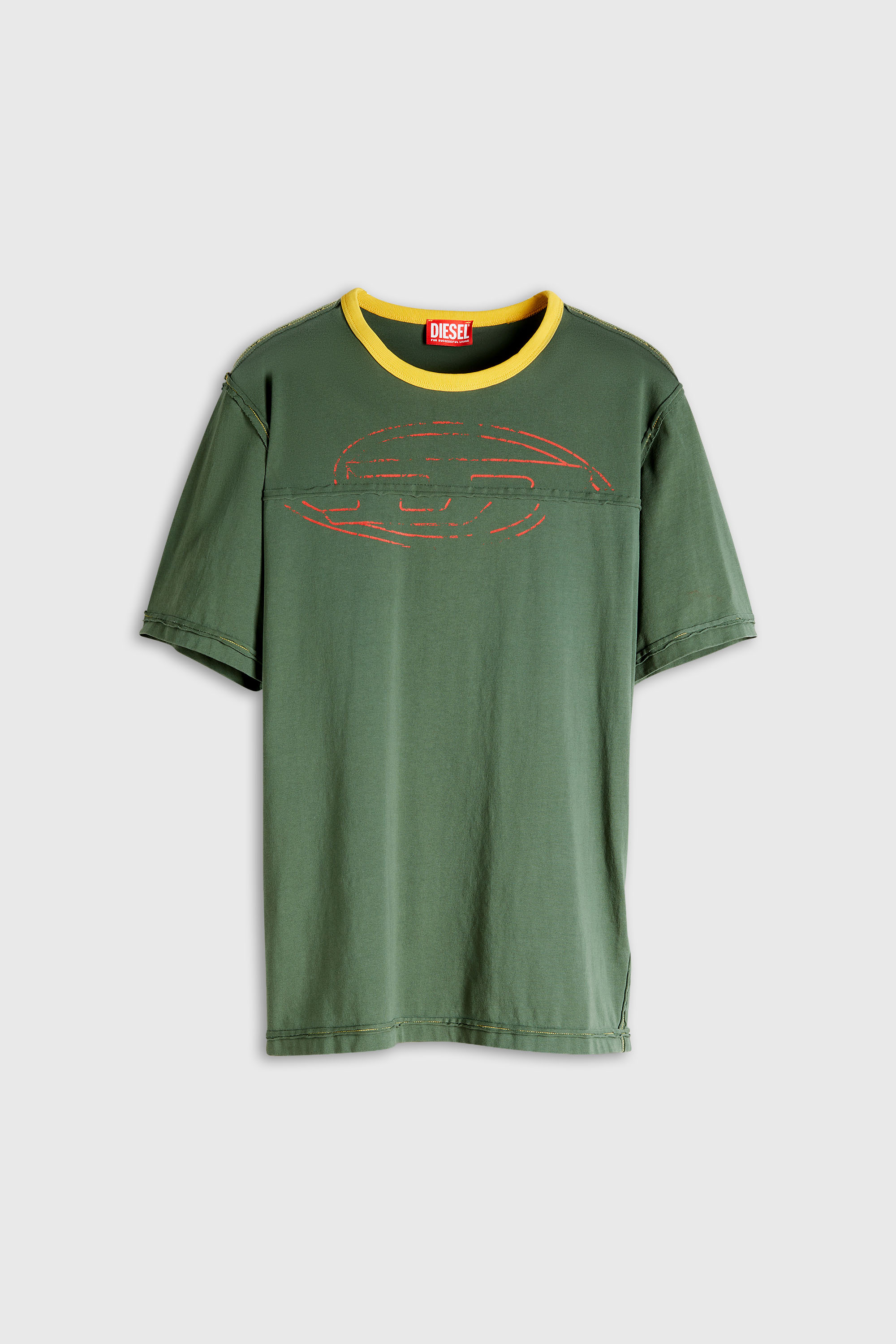 Diesel - T-ADJUST-CUT-OD, T-shirt avec Oval D sectionn&eacute; Homme in Vert - 2