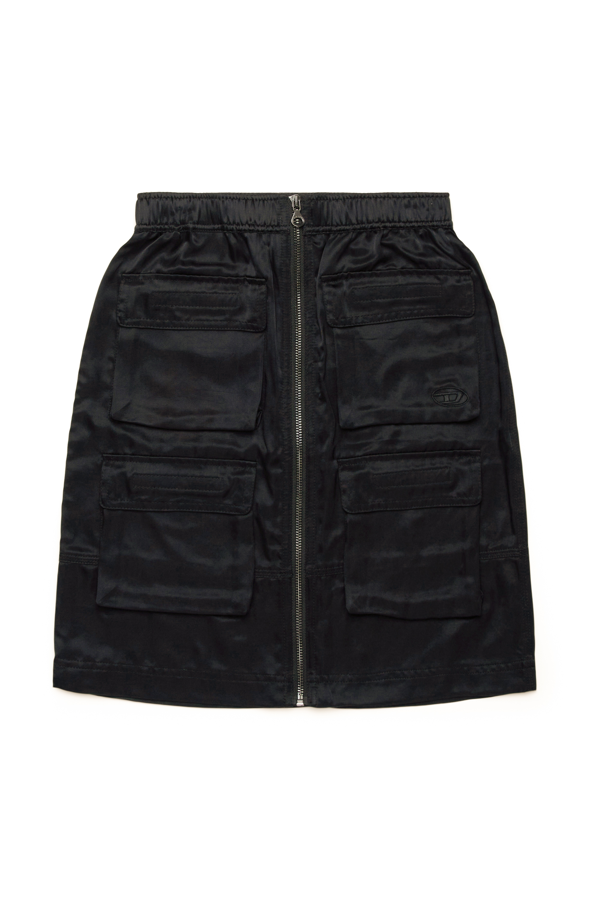 Diesel - GOMIRT, Femme Mini-jupe en satin avec poches cargo in Noir - Image 1