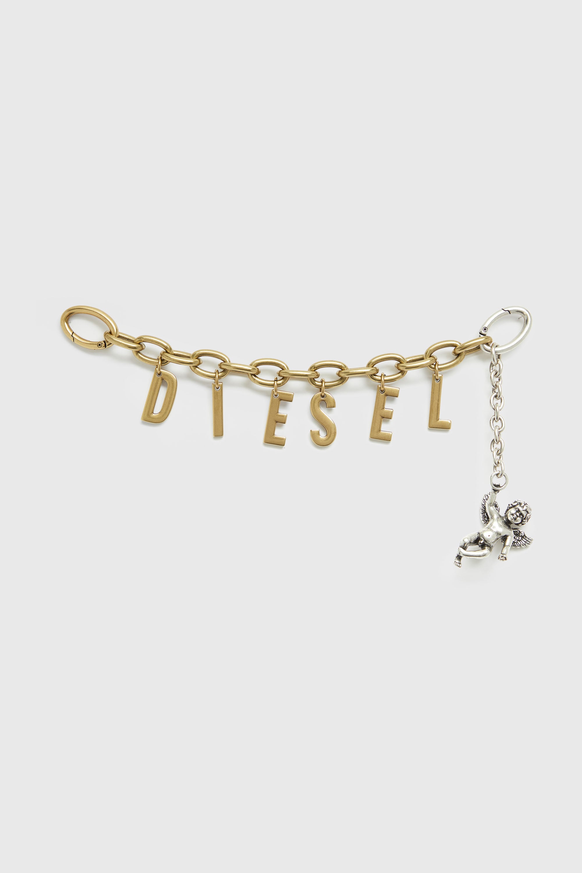 Diesel - CHAIN-D III S, Breloque lettre en m&eacute;tal avec ch&eacute;rubin Femme in Dor&eacute; - 1