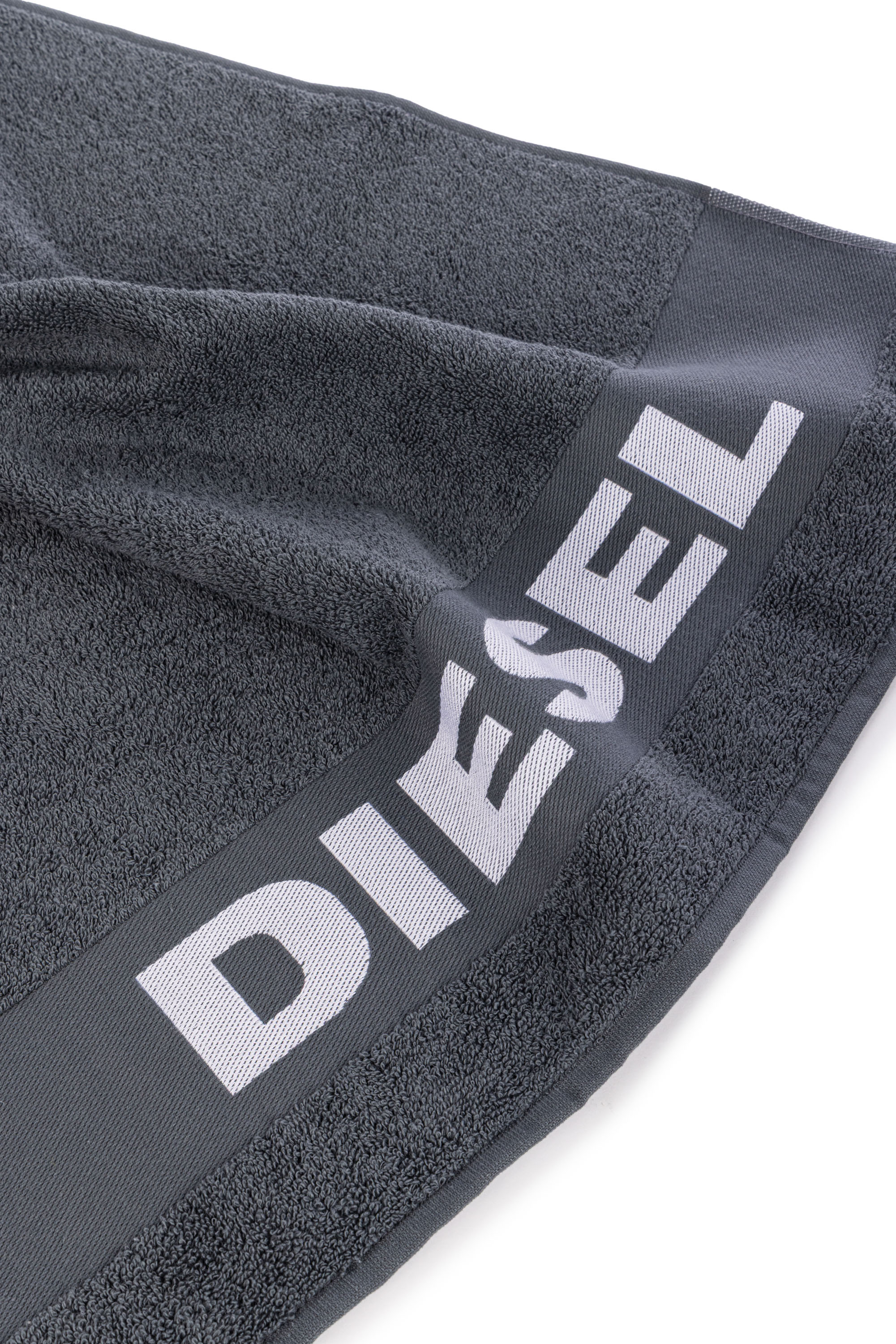 Diesel - 1015211 LOGO-COTTON TOWEL 100X180 GREY, Serviette en Éponge de Coton avec Logo Mixte in Gris - 3
