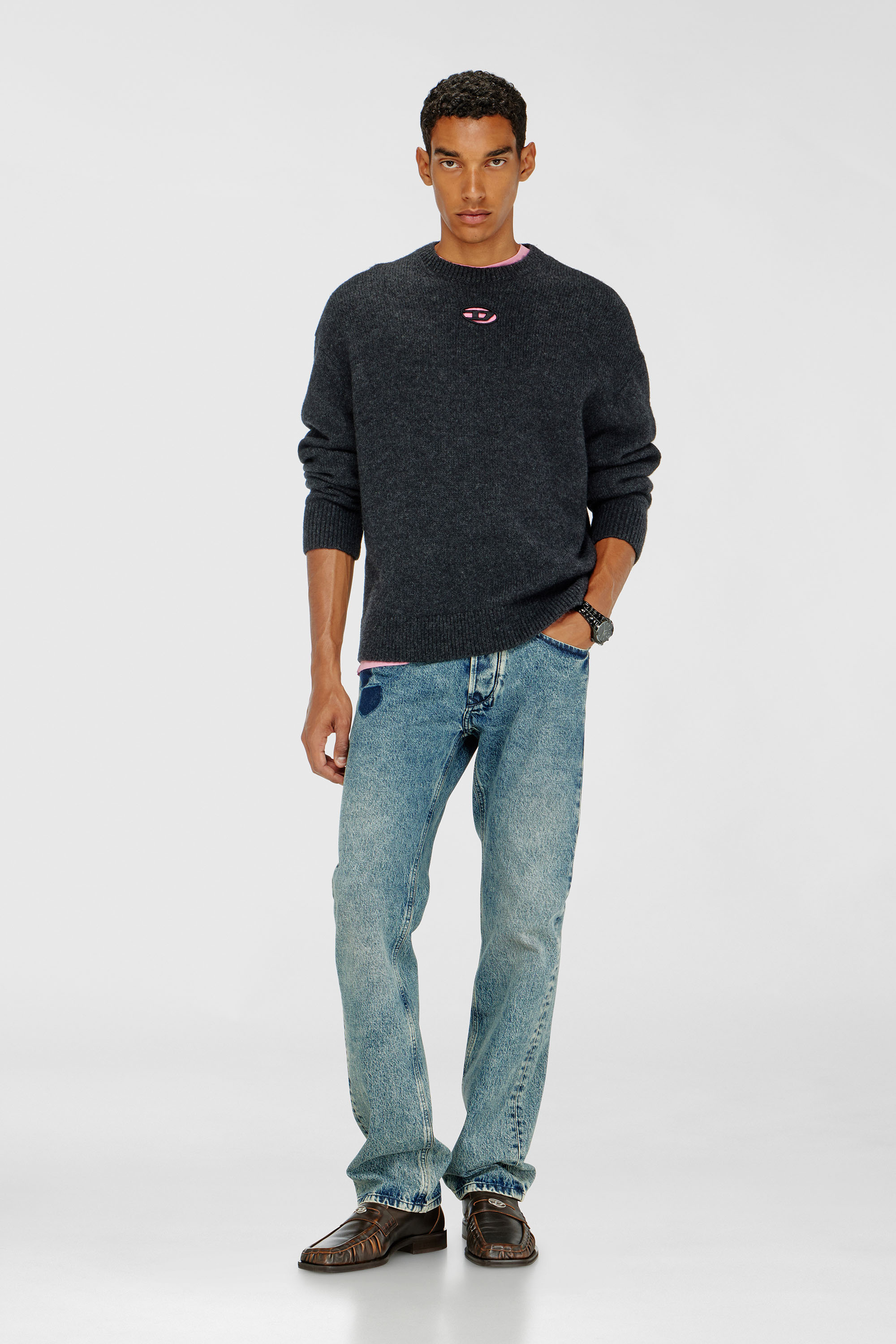 Diesel - K-AREESO, Pull en m&eacute;lange de laine et alpaga Homme in Noir - 1