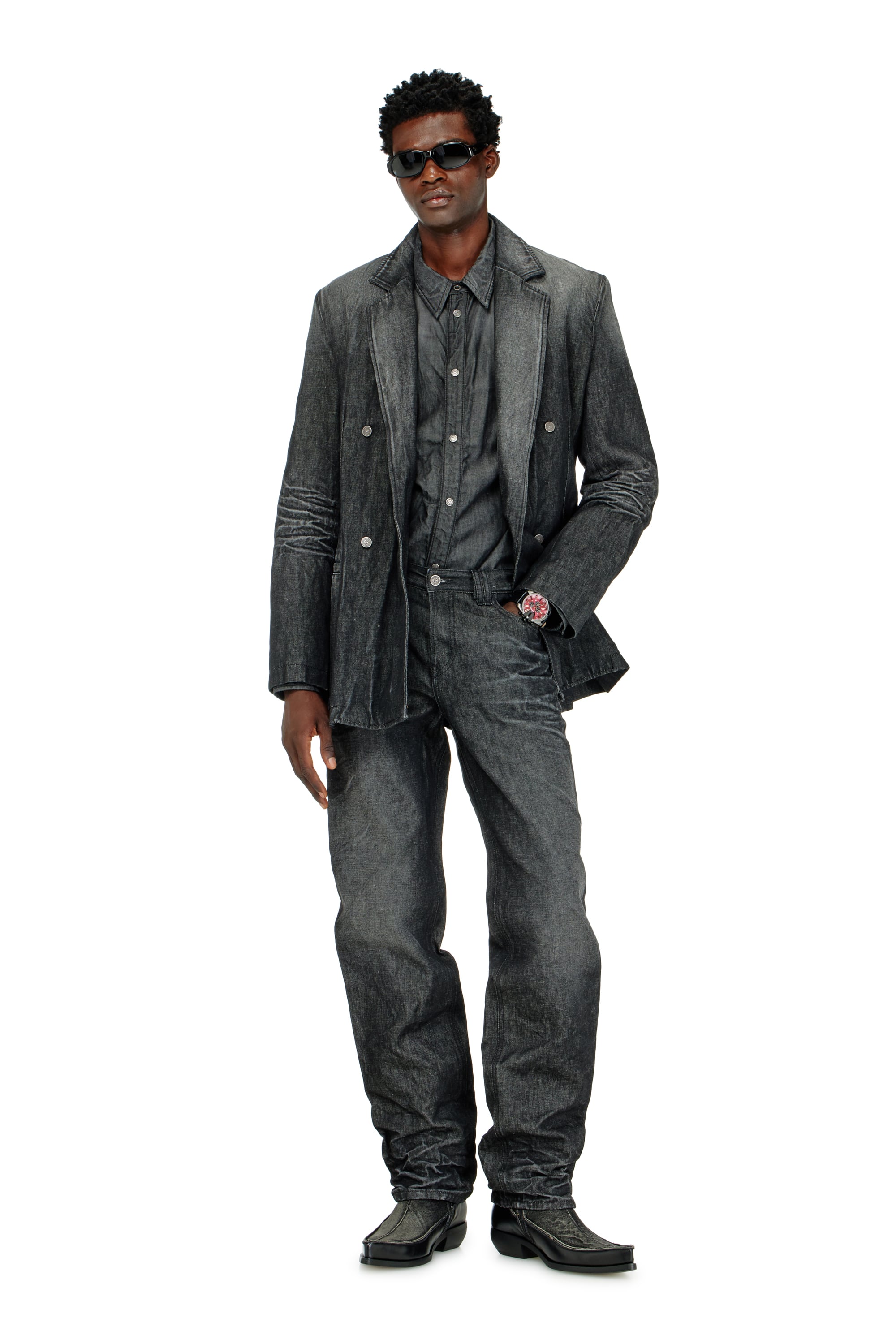 Diesel - Regular Jeans 1991 D-Voeed 09R39 Homme, Noir/Gris fonc&eacute; - Image 1