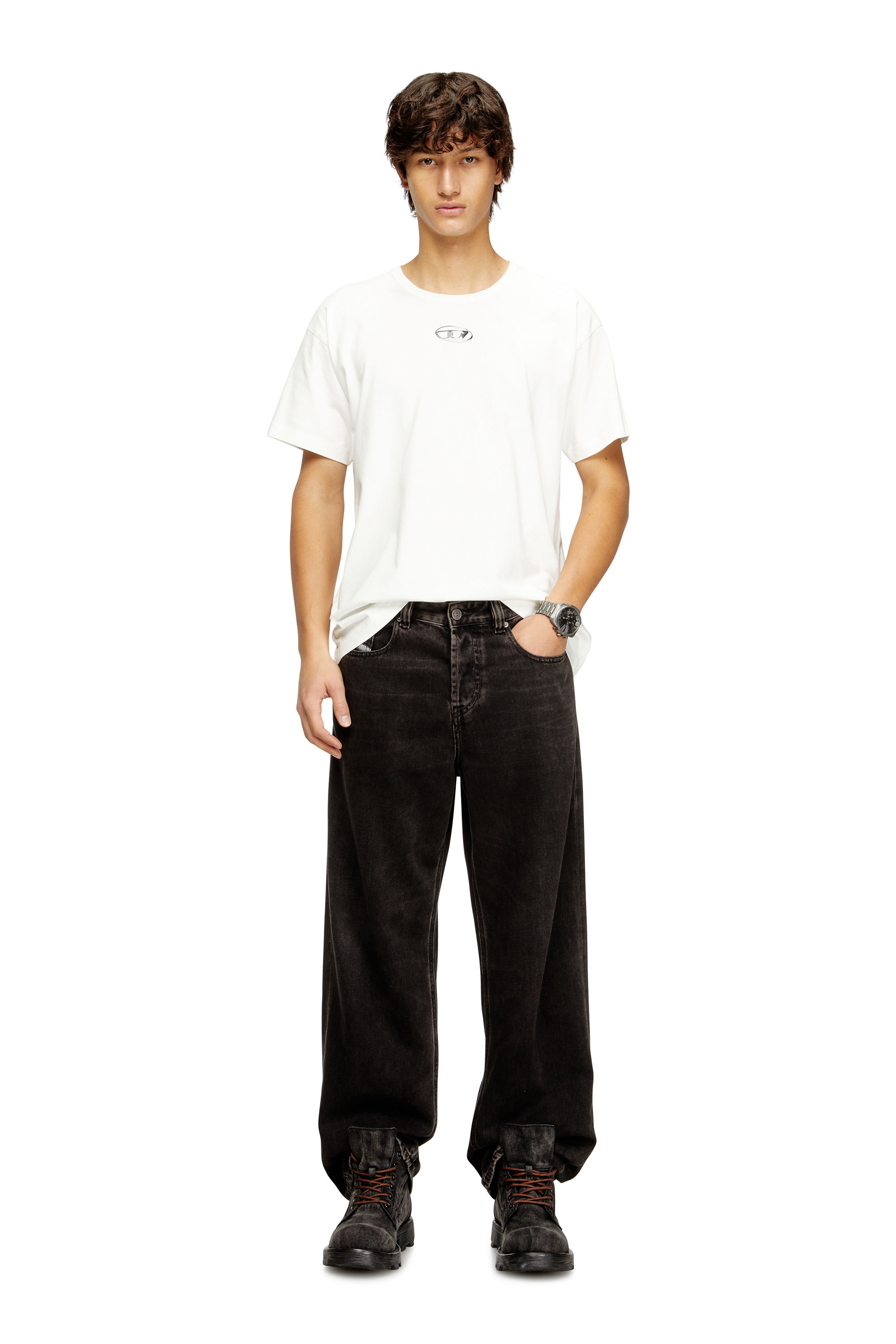 Diesel - T-NORM-IOD, T-shirt en coton léger avec logo Ovale D métallisé Homme in ToBeDefined - 2