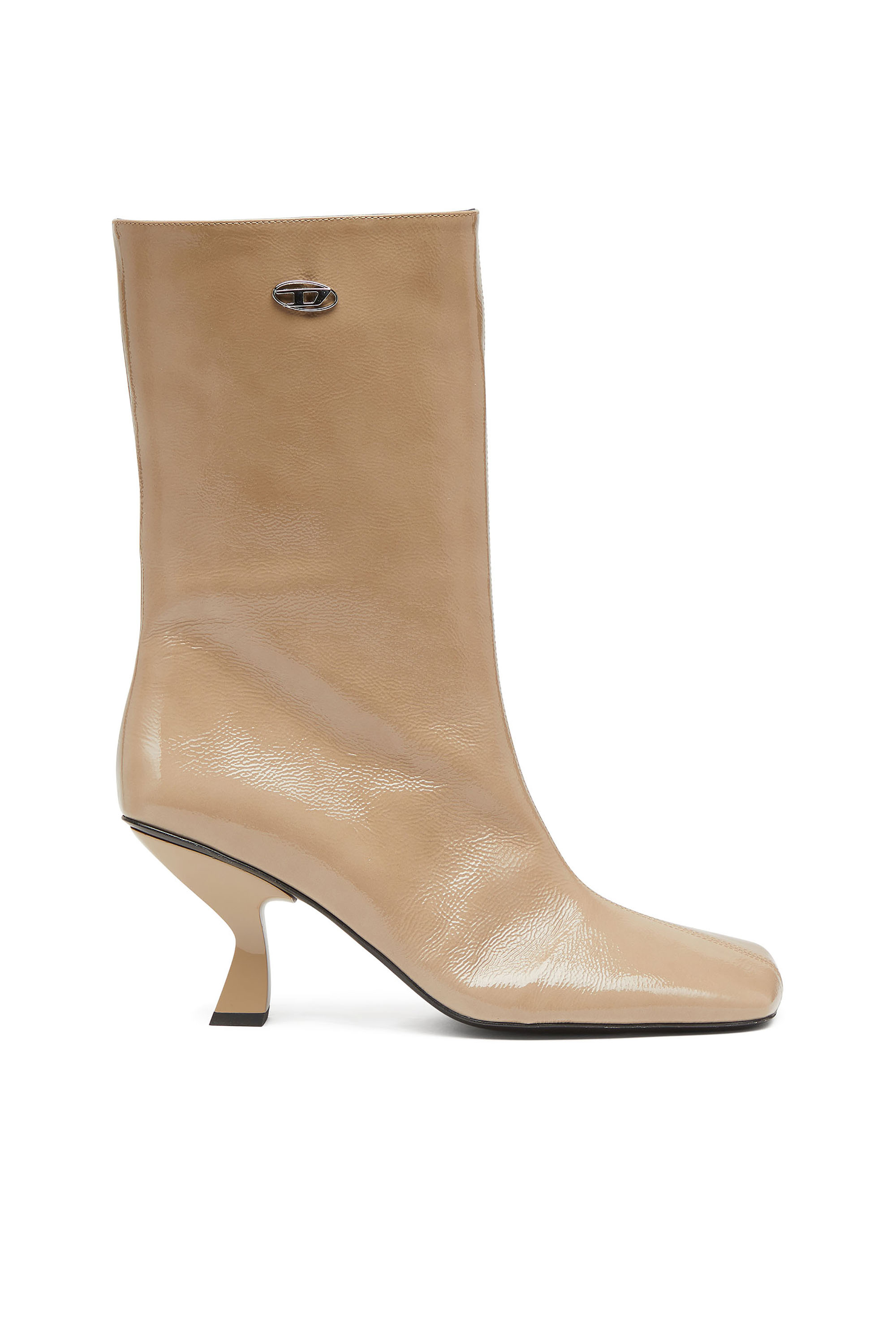 Diesel - D-AMBER TUBE 75, D-Amber-Bottes à cheville à bout carré couleur avec effet naplak Femme in Beige - 1