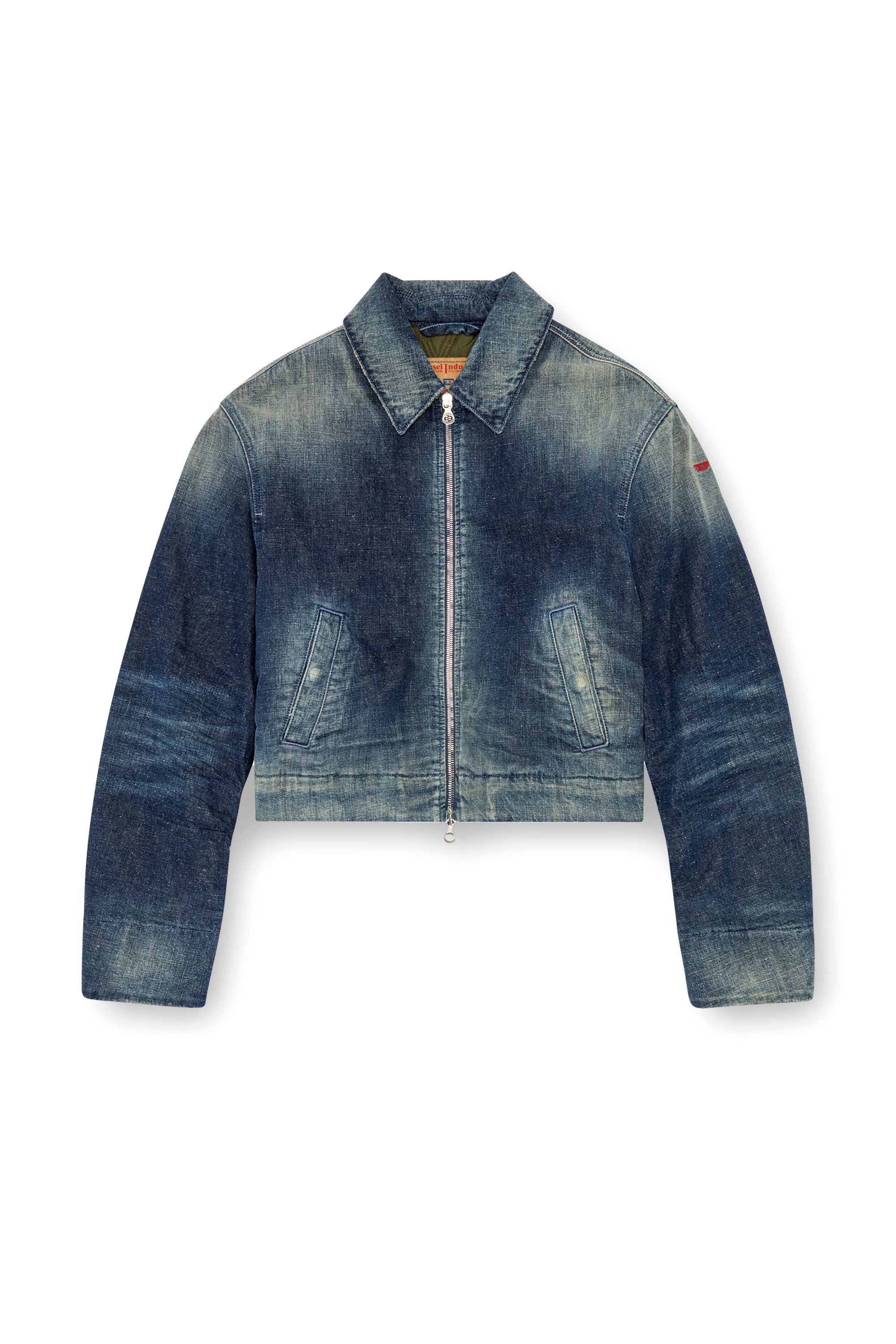 Diesel - DE-NOVA, Veste matelass&eacute;e en denim style utilitaire Femme in Bleu - 2