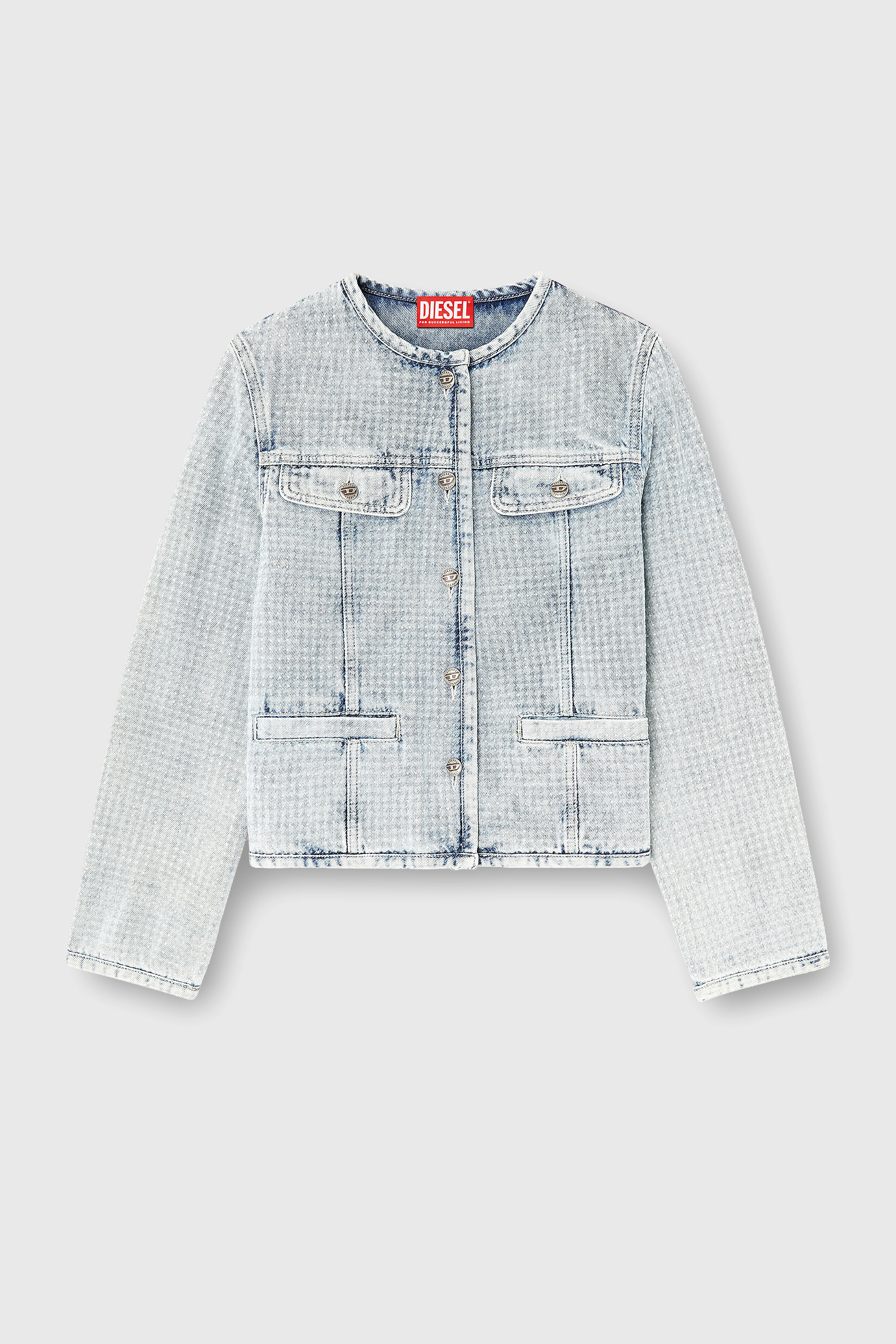Diesel - DE-GRAFY-S, Woman's Jacket in graphic denim with crystals in Light Blue - 2