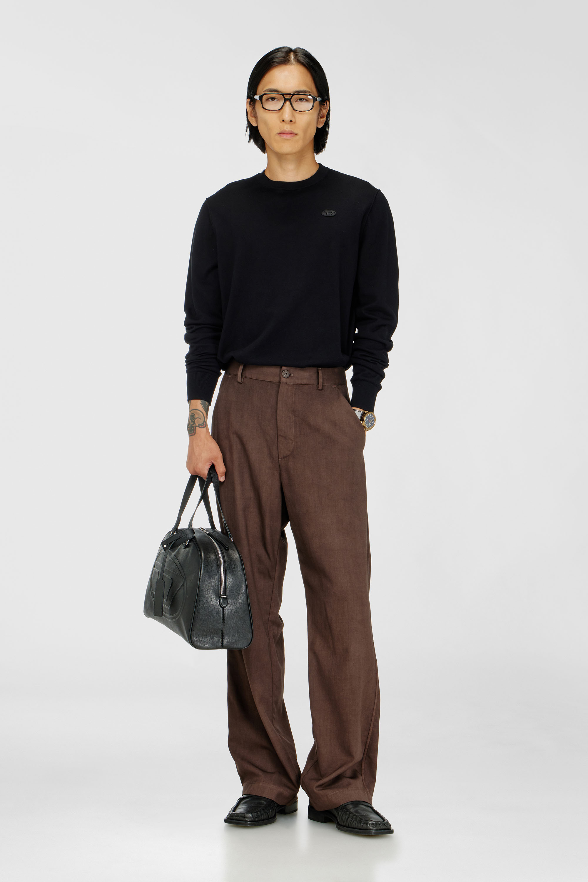 Diesel - K-FREEX-TAG-T92, Maille en coton avec logo ton sur ton Homme in Noir - 2