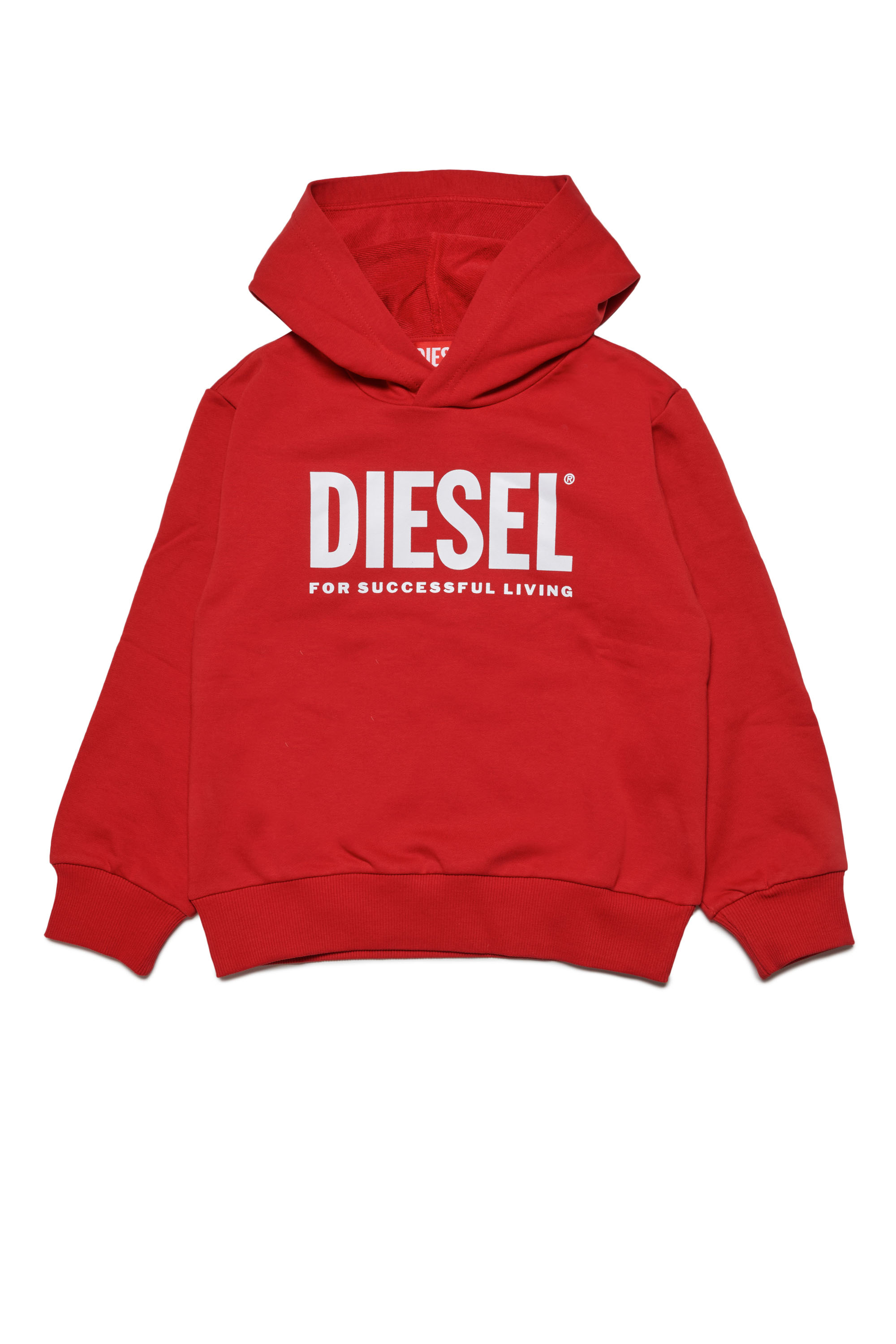 Diesel - LSFORT DI OVER HOOD, Mixte Sweat-shirt à capuche avec logo imprimé in Rouge - Image 1