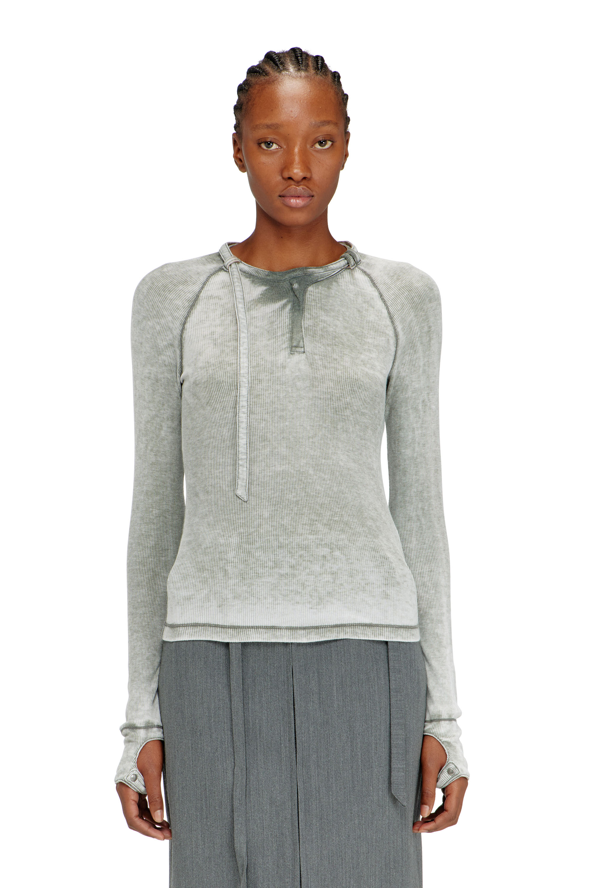 Diesel - T-ECLA, Haut en jersey c&ocirc;tel&eacute; avec sangle de cou style biker Femme in ToBeDefined - 3