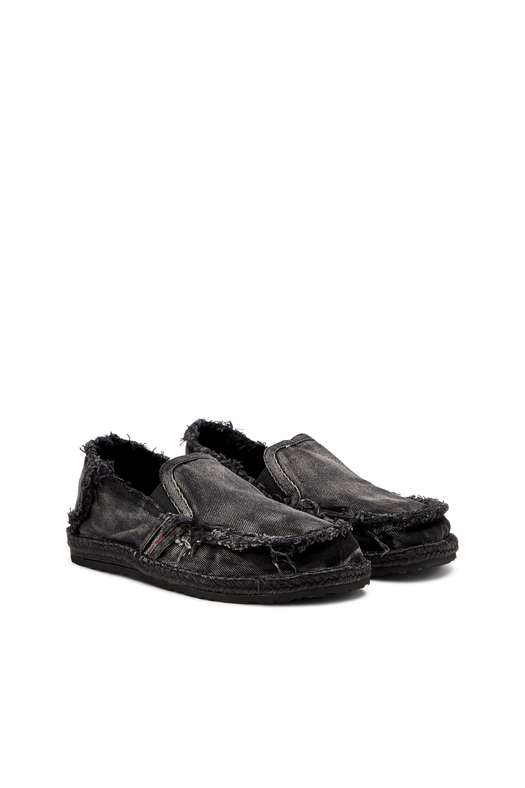 Diesel - D-LUKAS ESP, D-Lukas-Mocassins espadrilles en denim vieilli Homme in Noir - 2