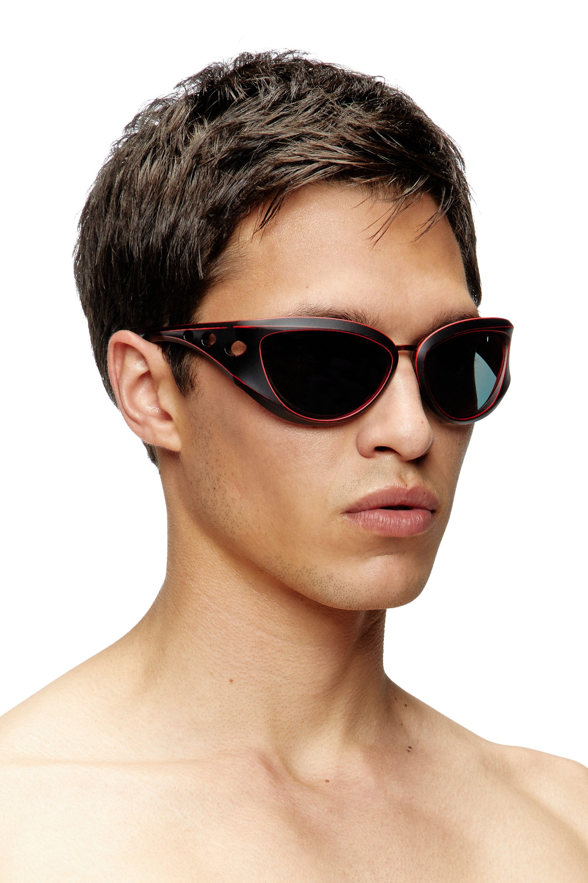 Diesel - 0DL3007U, Lunettes de soleil style œil de chat Mixte in Rouge - 4