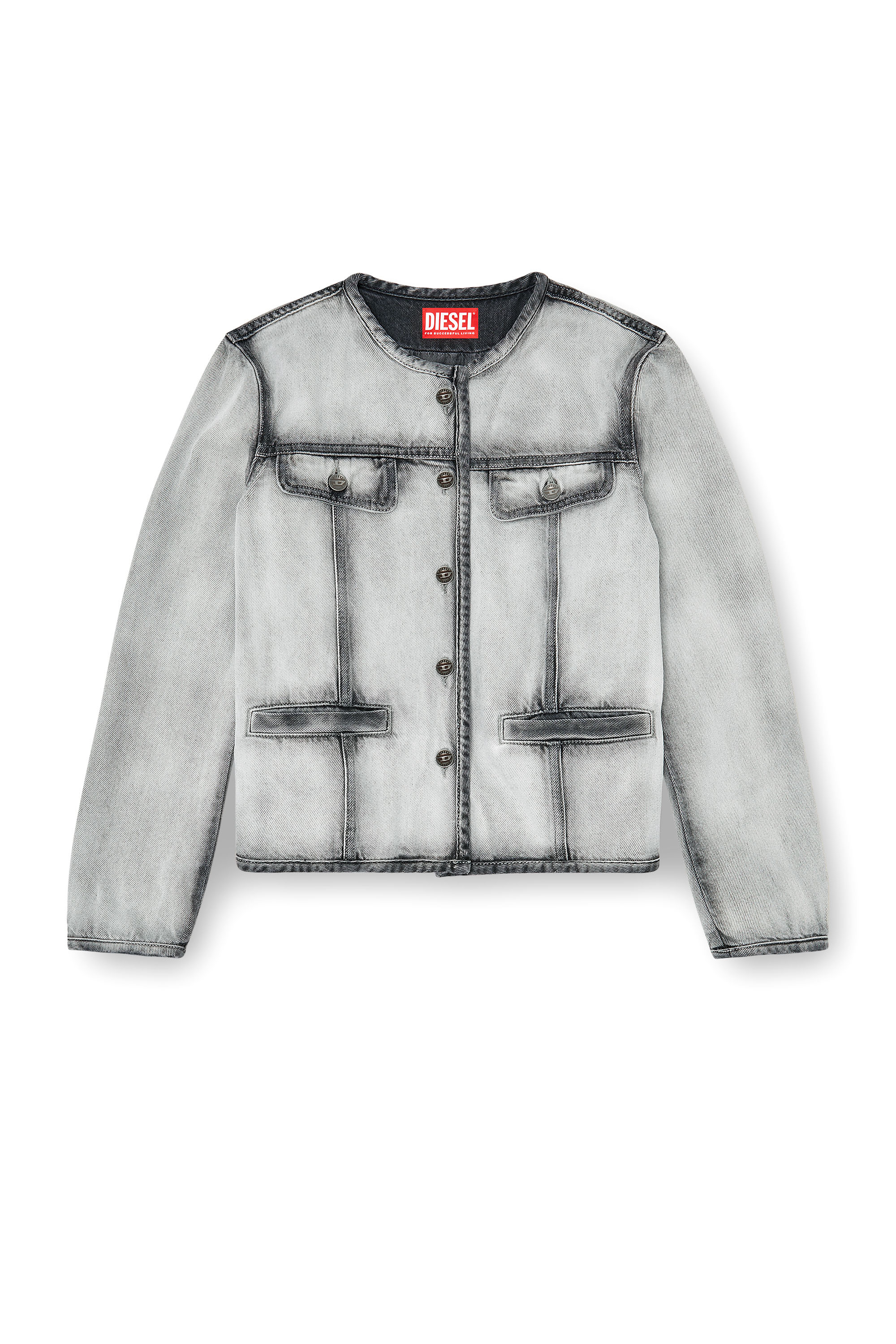 Diesel - DE-GRAFY-FSI, Veste en denim skeleton doux Femme in Gris - 3