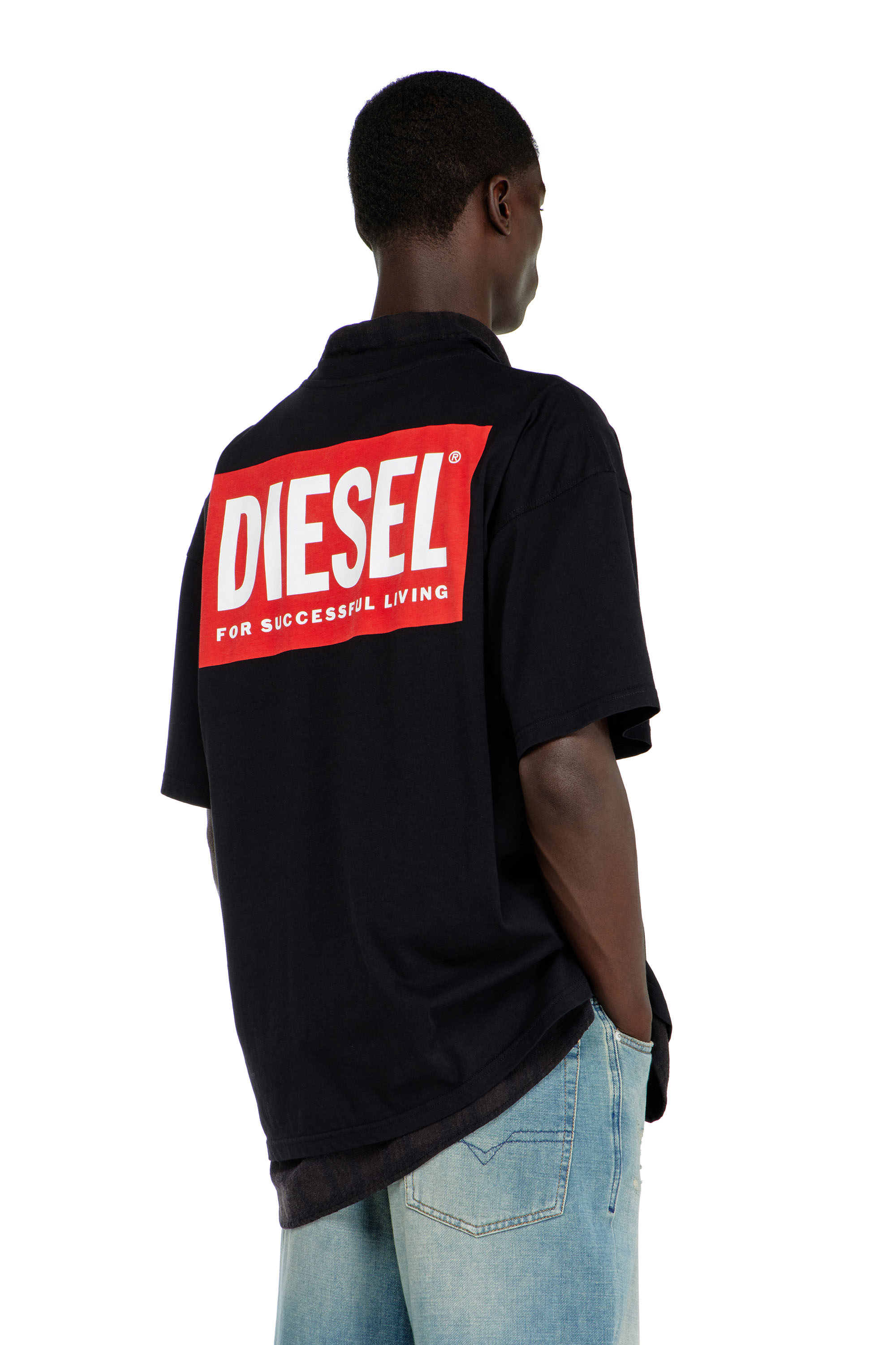 Diesel - T-BOXT-BISK, T-shirt en coton avec imprim&eacute; Diesel Biscotto Homme in Noir - 4