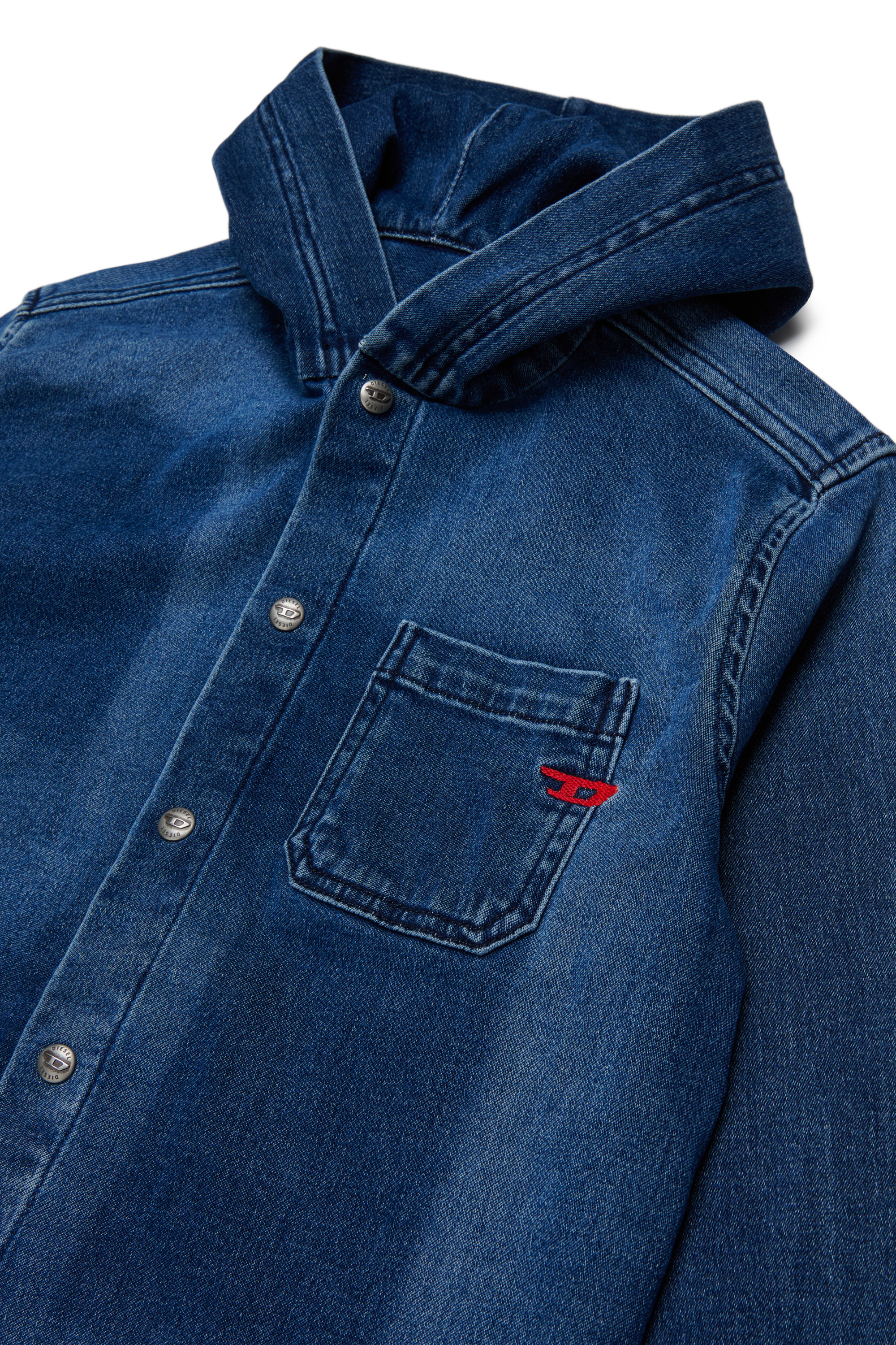 Diesel - CAMPS-OVER JJJ, Hooded shirt en JoggJeans &agrave; effet ombr&eacute; Homme in Bleu - 3