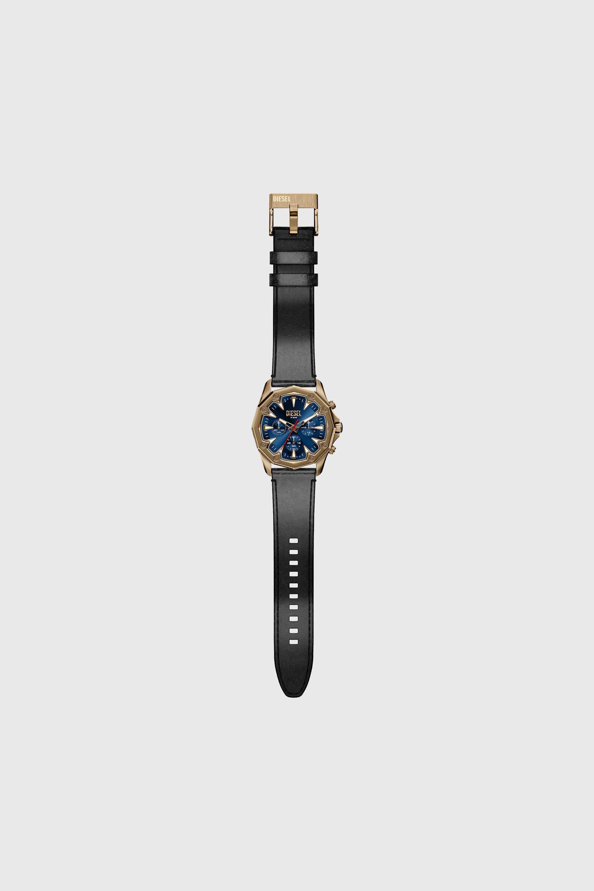 Diesel - DZ4733 WATCH, Montre Stinger avec bracelet en cuir finition or vieilli Homme in Noir - 2