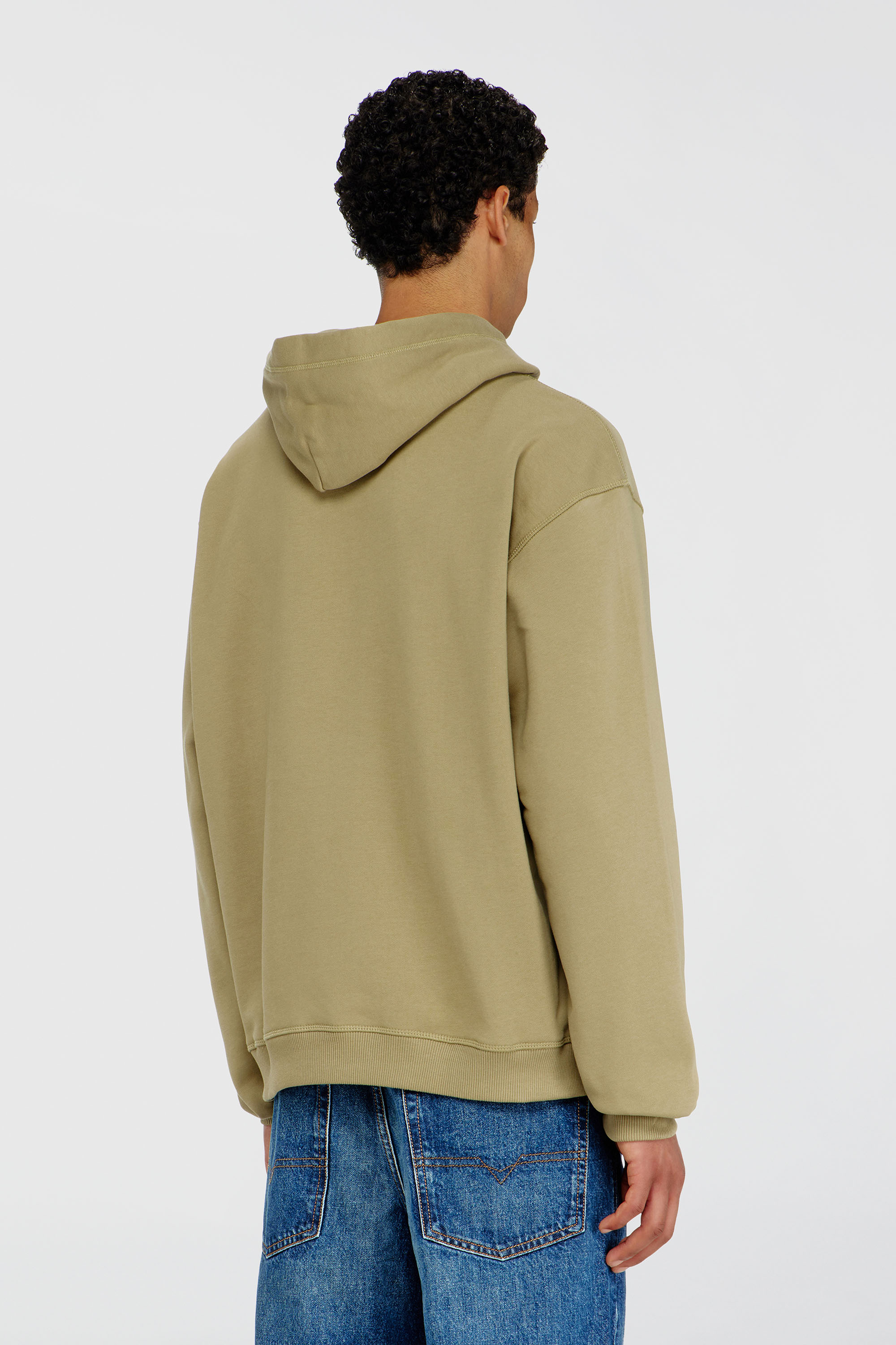 Diesel - S-NORM-HOOD-IOD, Sweat &agrave; capuche en coton avec Oval D m&eacute;tallique Homme in Vert - 4