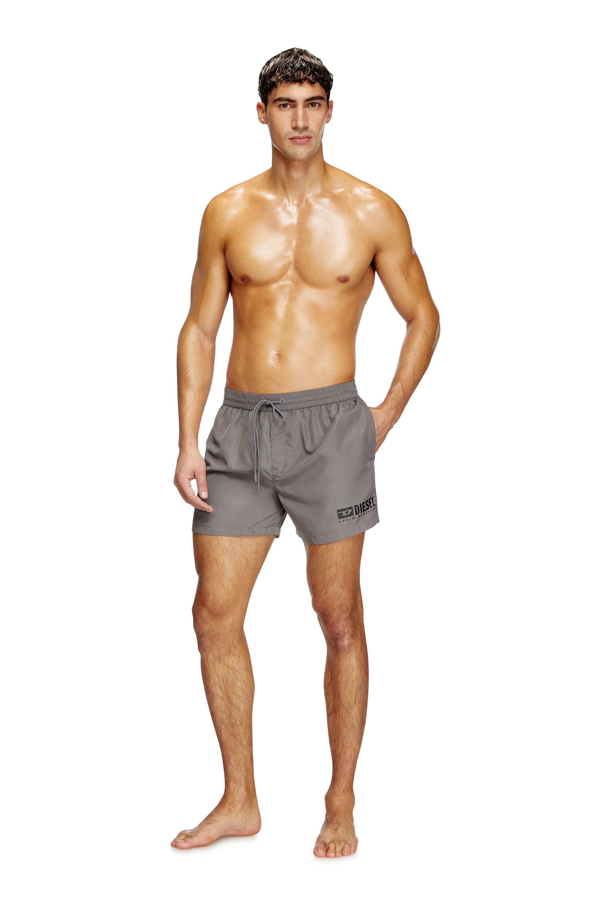 Diesel - KEN-37-D-BOX, Short de bain court avec imprim&eacute; logo Homme in Gris - 1