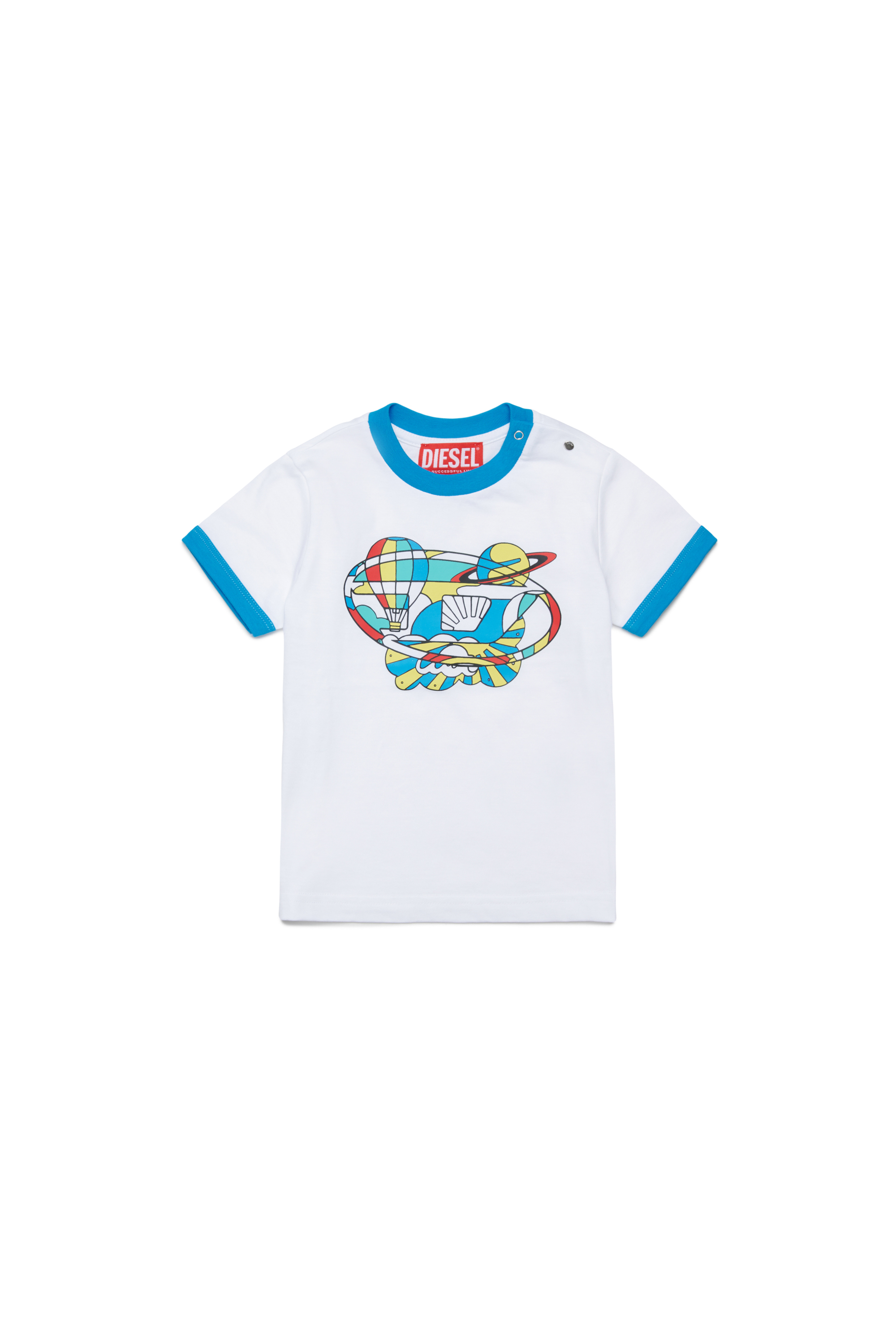 Diesel - TWIRB, T-shirt &agrave; imprim&eacute; optique avec anneau Homme in Blanc - 1