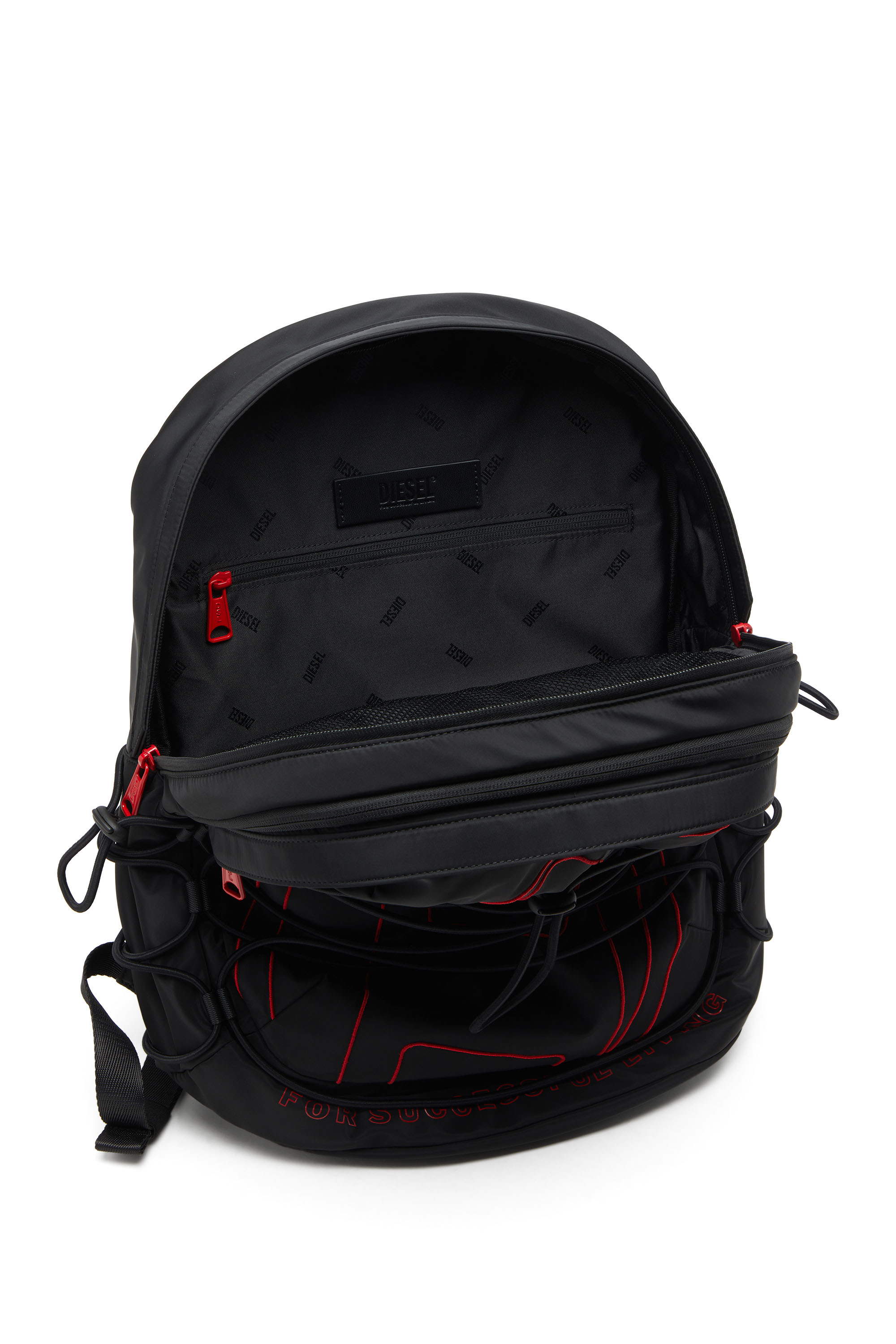 Diesel - TECH-D BACKPACK X, Tech-D-Sac à dos en nylon avec broderie Oval D Mixte in Noir - 3