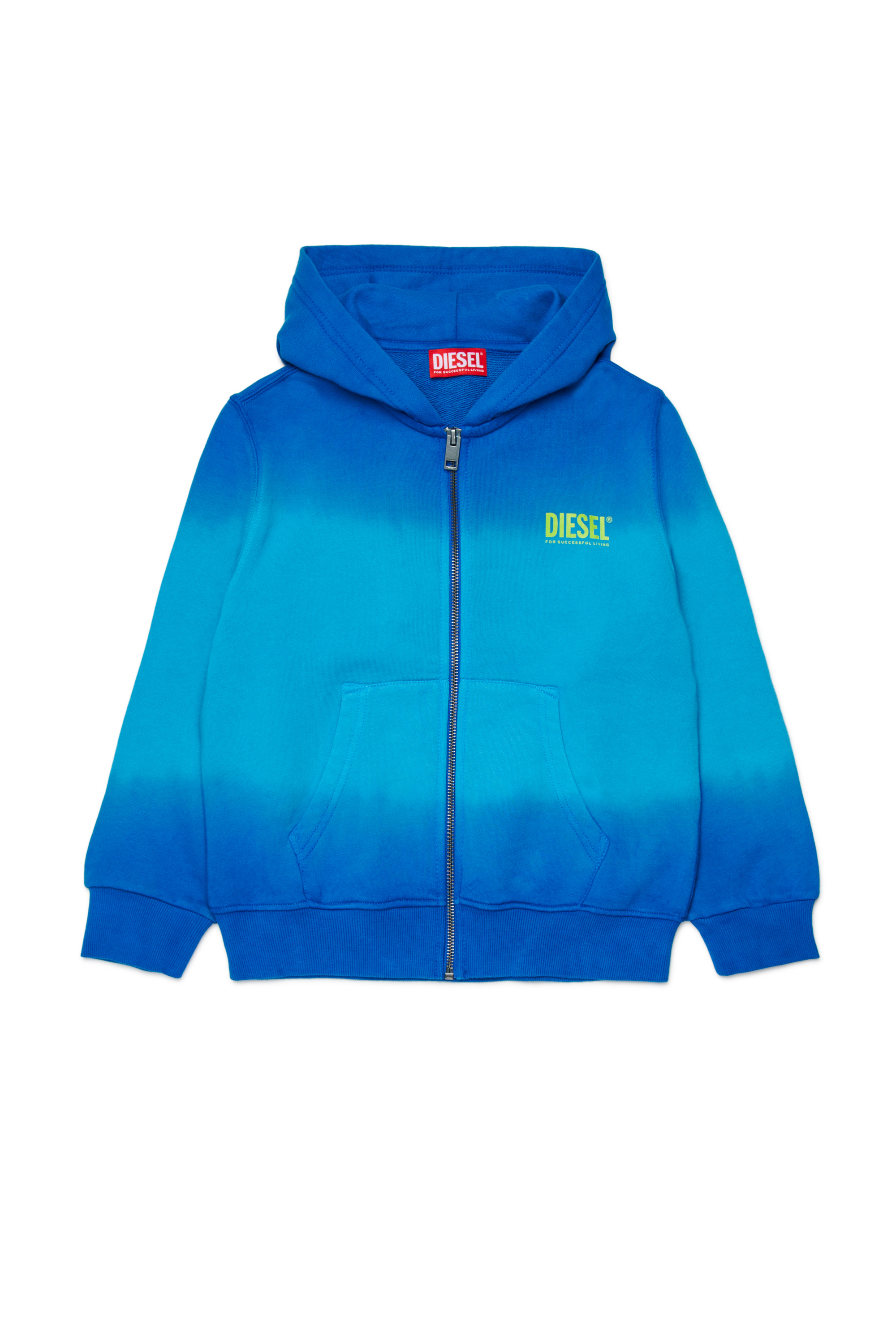 Diesel - SHADE OVER, Sweat &agrave; capuche d&eacute;grad&eacute; avec imprim&eacute; logo Homme in Bleu - 1