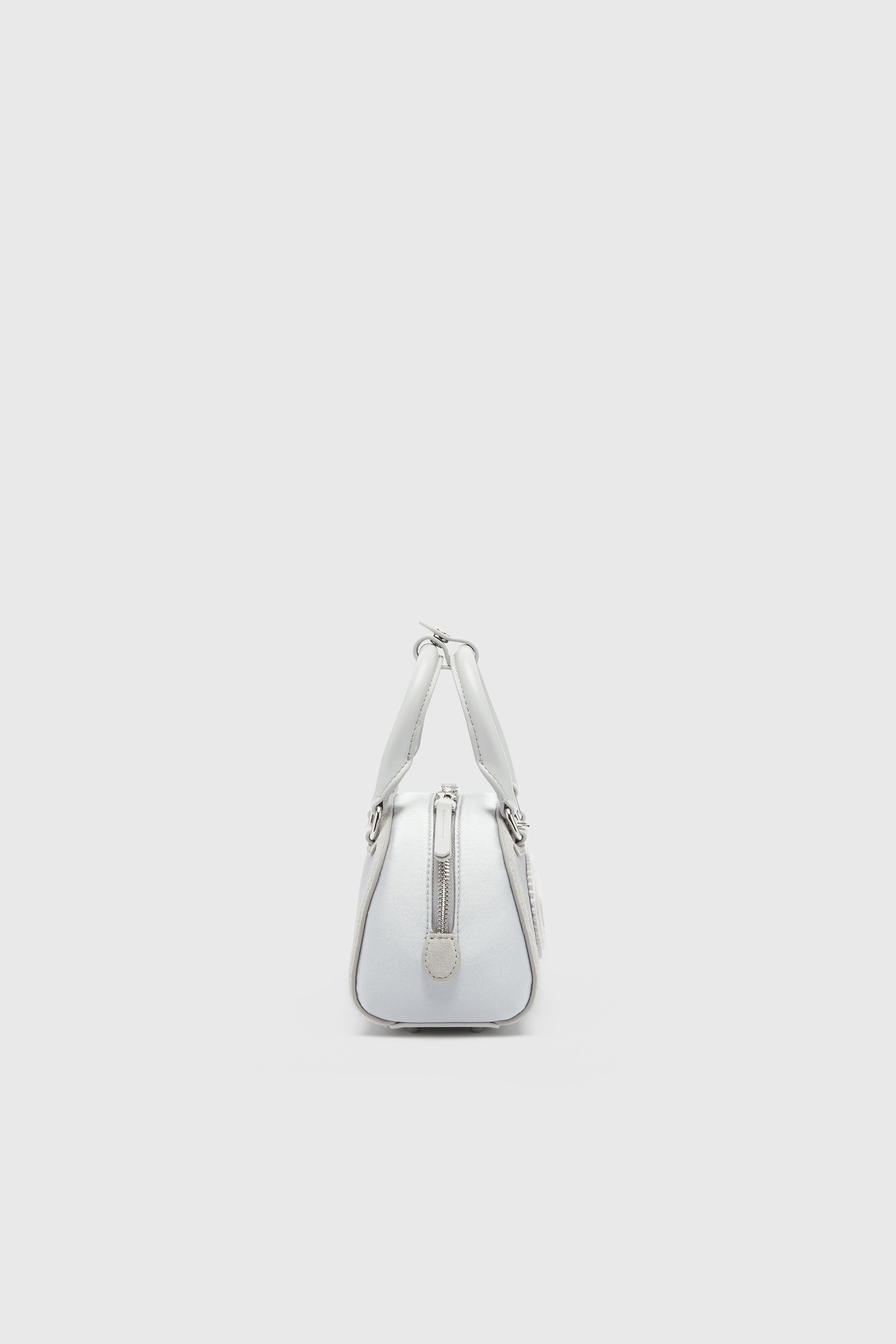 Diesel - 1DR DOME CROSSBODY, 1DR Dome - Petit sac bandouli&egrave;re en satin et su&egrave;de Femme in Gris argent&eacute; - 5
