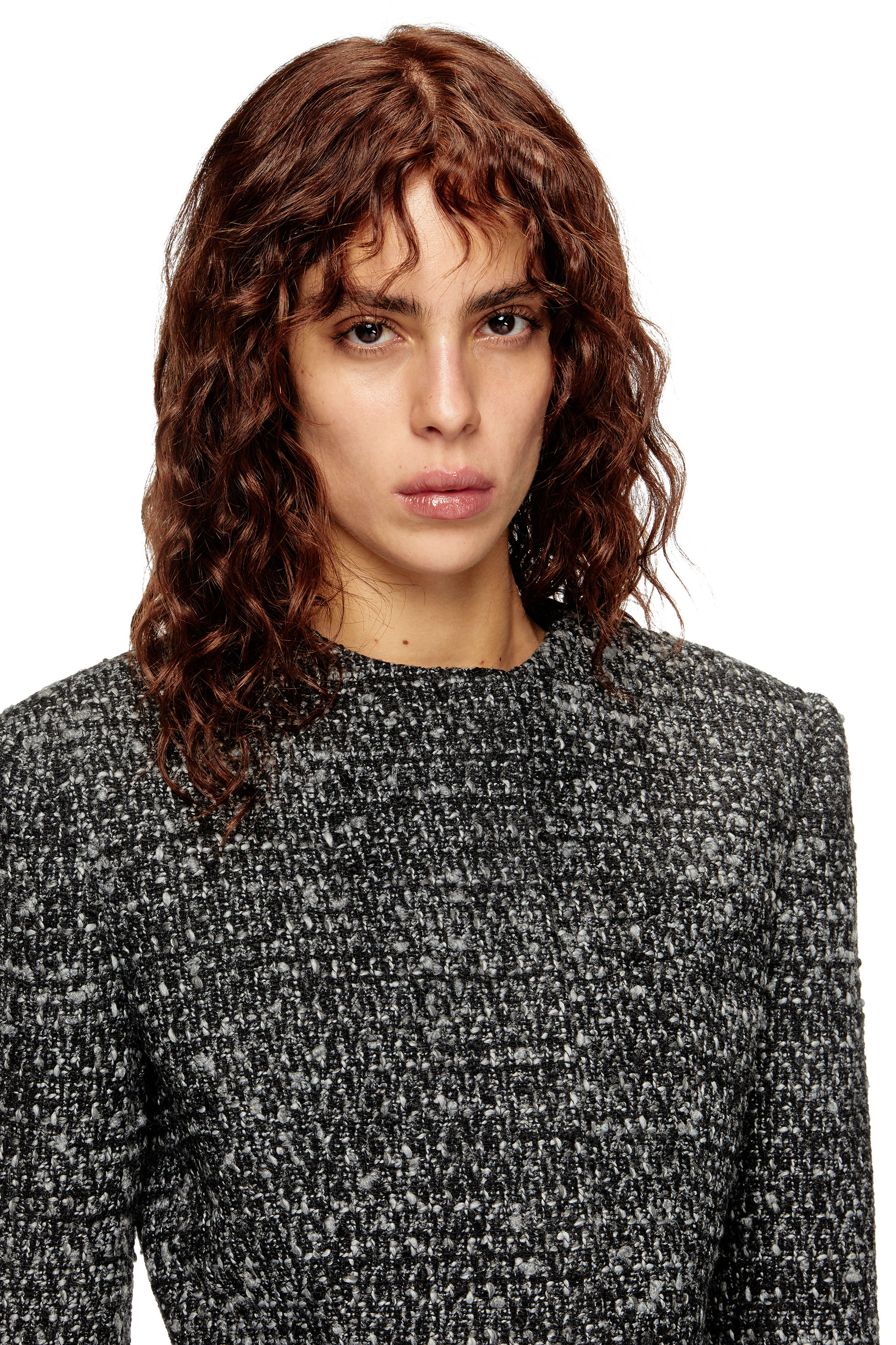 Diesel - G-CROP-G, Veste cropped en tissu bouclé Femme in Noir - 5