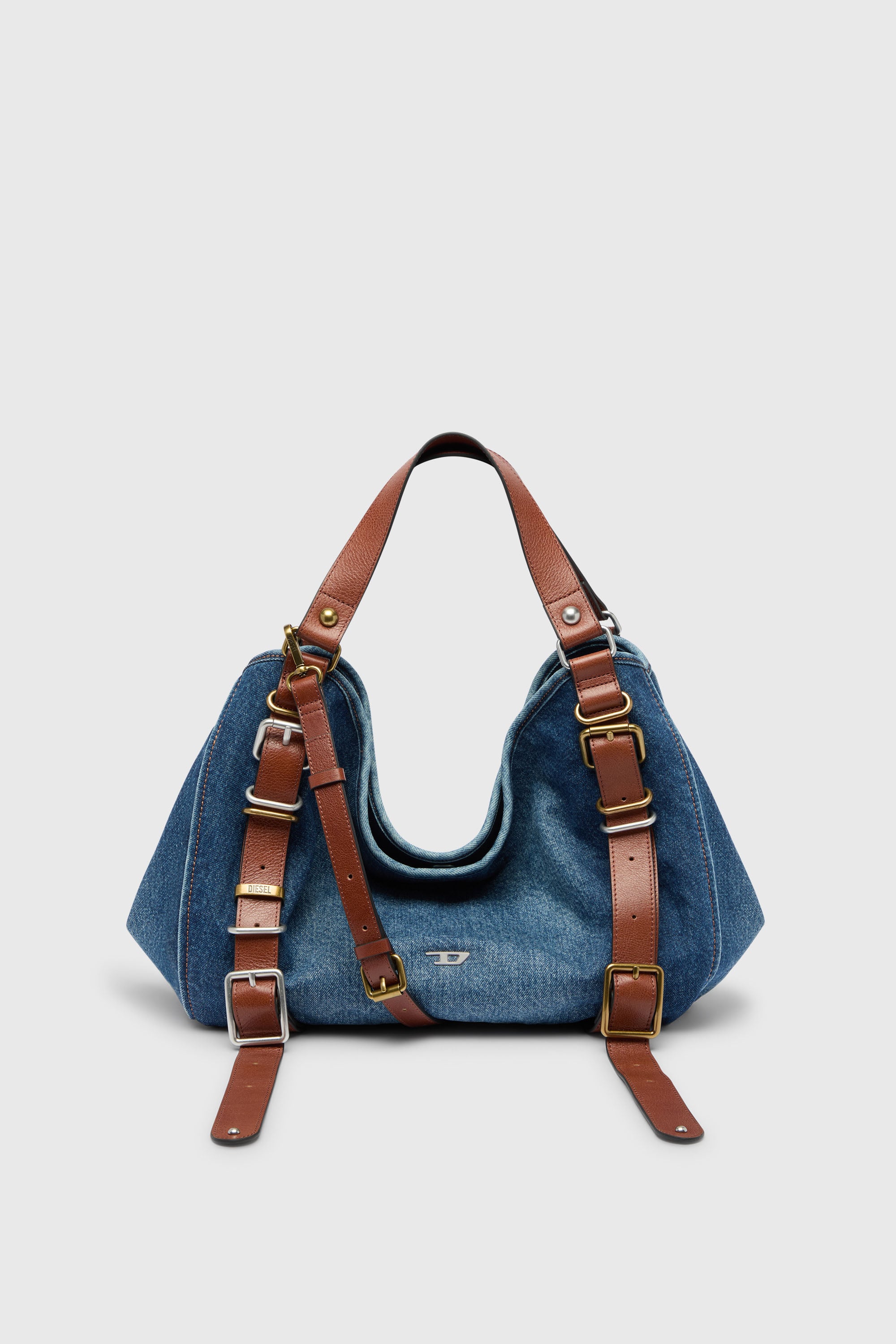 Diesel - D-ONE TOPHANDLE M, D-One-Medium sac &agrave; poign&eacute;e sup&eacute;rieure en denim et cuir Femme in Bleu - 1