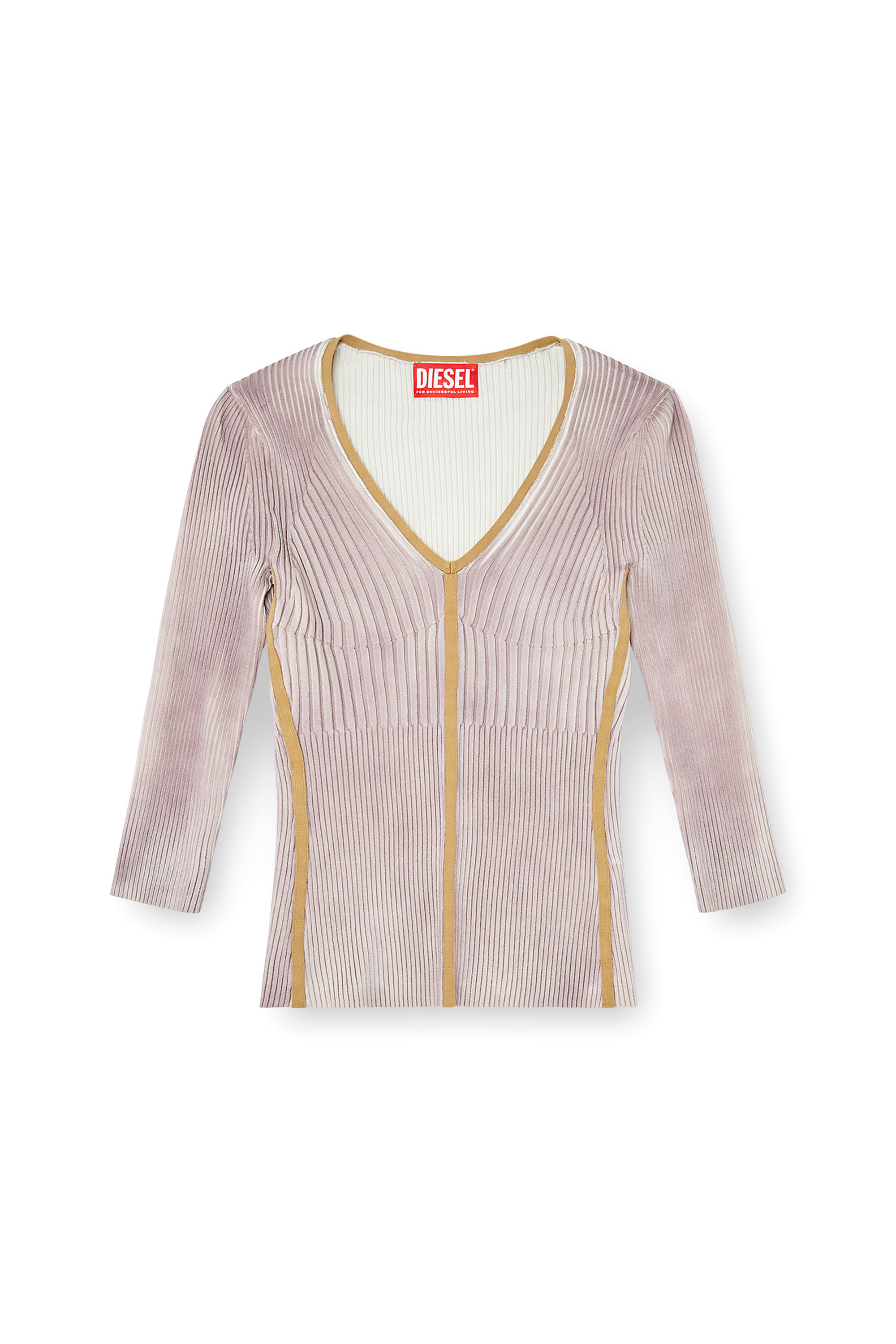 Diesel - M-SARMANI, Pull en maille &agrave; col V c&ocirc;tel&eacute; avec bandes contrastantes Femme in ToBeDefined - 2