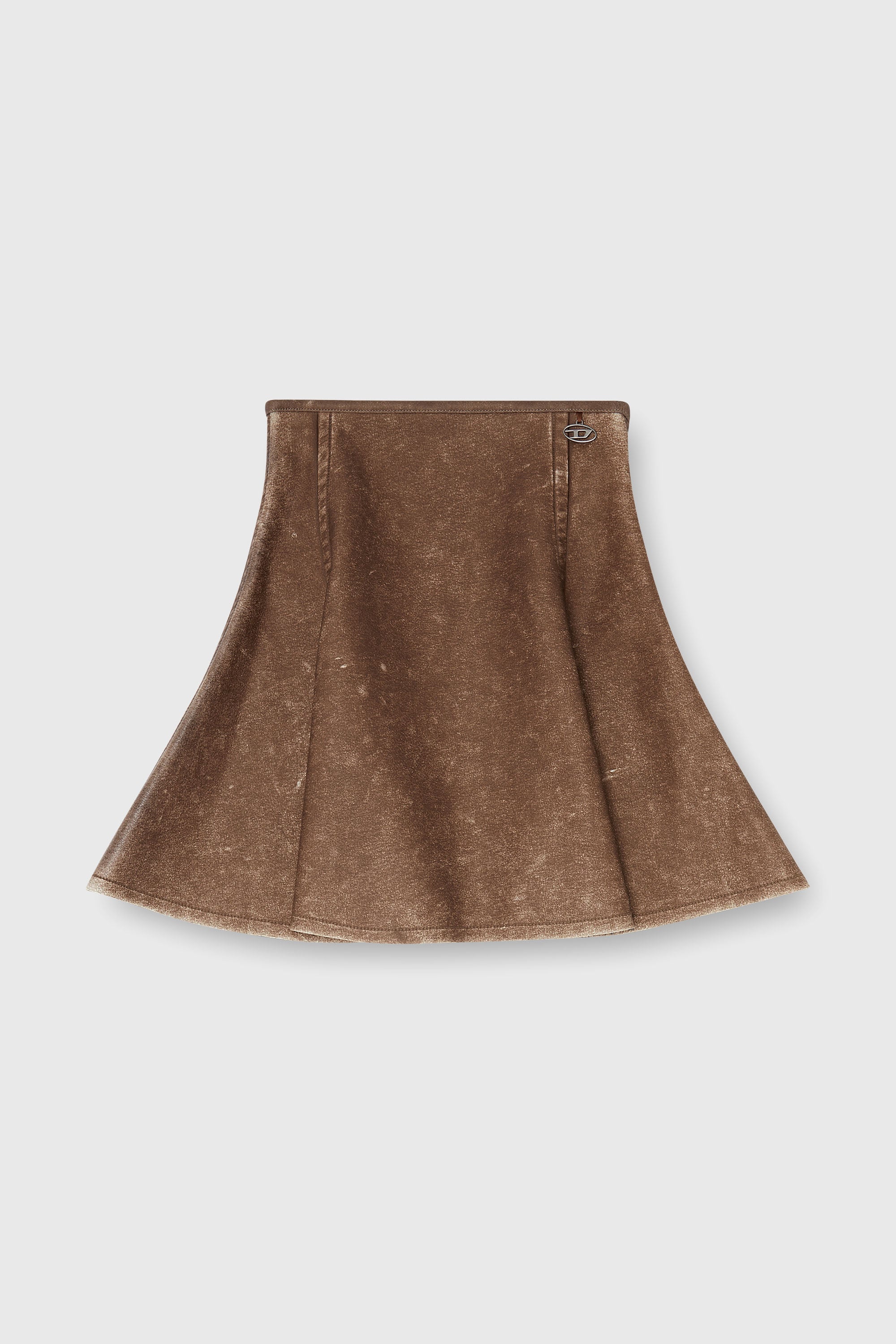 Diesel - O-ERINA, Jupe mini &eacute;vas&eacute;e en mati&egrave;re contrecoll&eacute;e Femme in Marron - 2