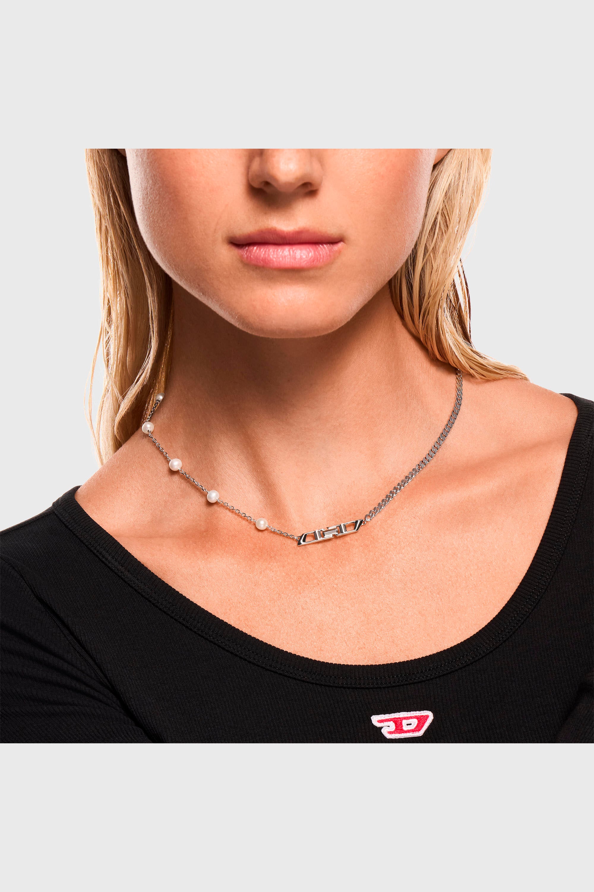 Diesel - DL1373040, Collier cha&icirc;ne en argent sterling et perles Mixte in Gris argent&eacute; - 4