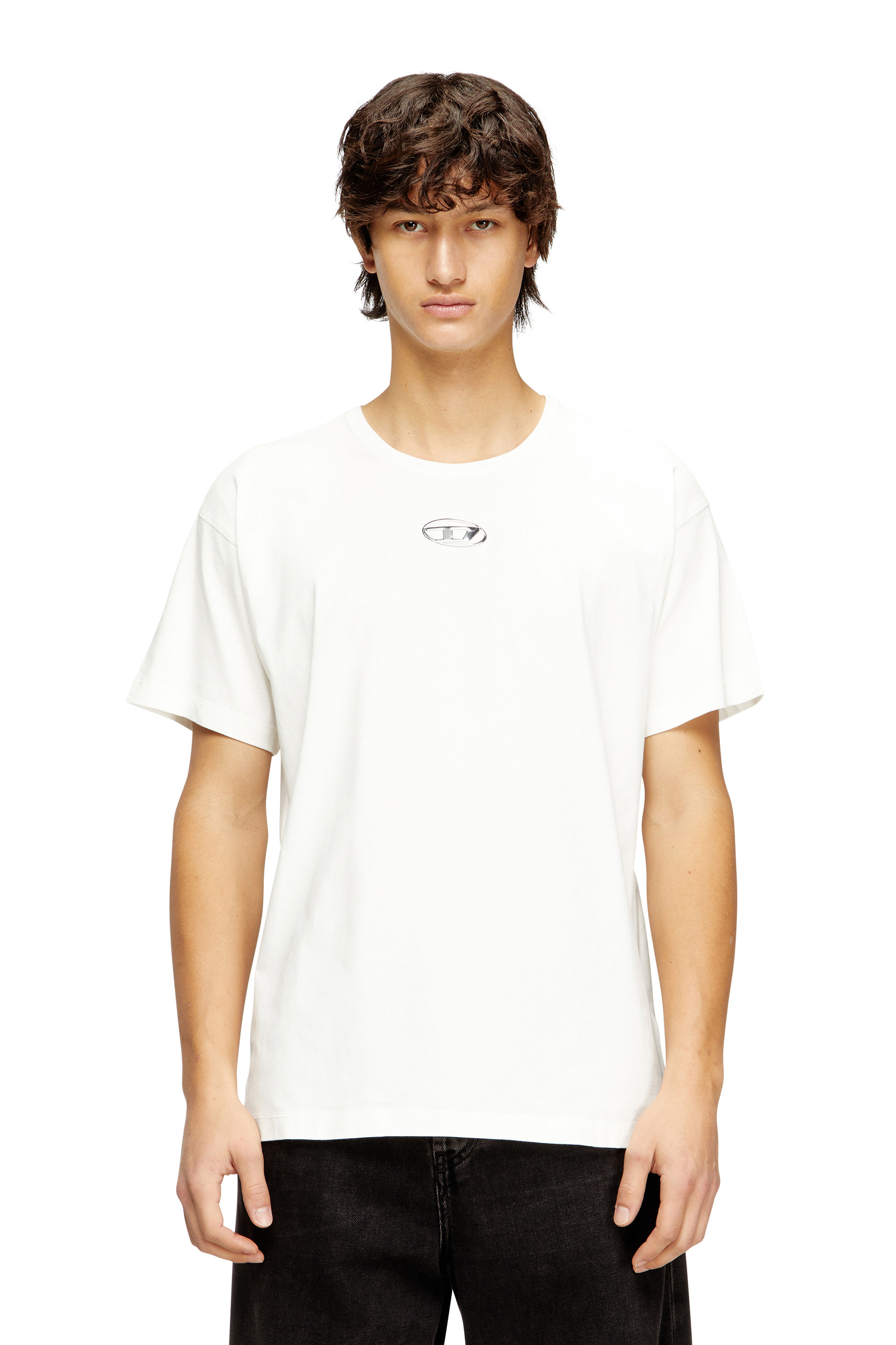 Diesel - T-NORM-IOD, T-shirt en coton léger avec logo Ovale D métallisé Homme in ToBeDefined - 1