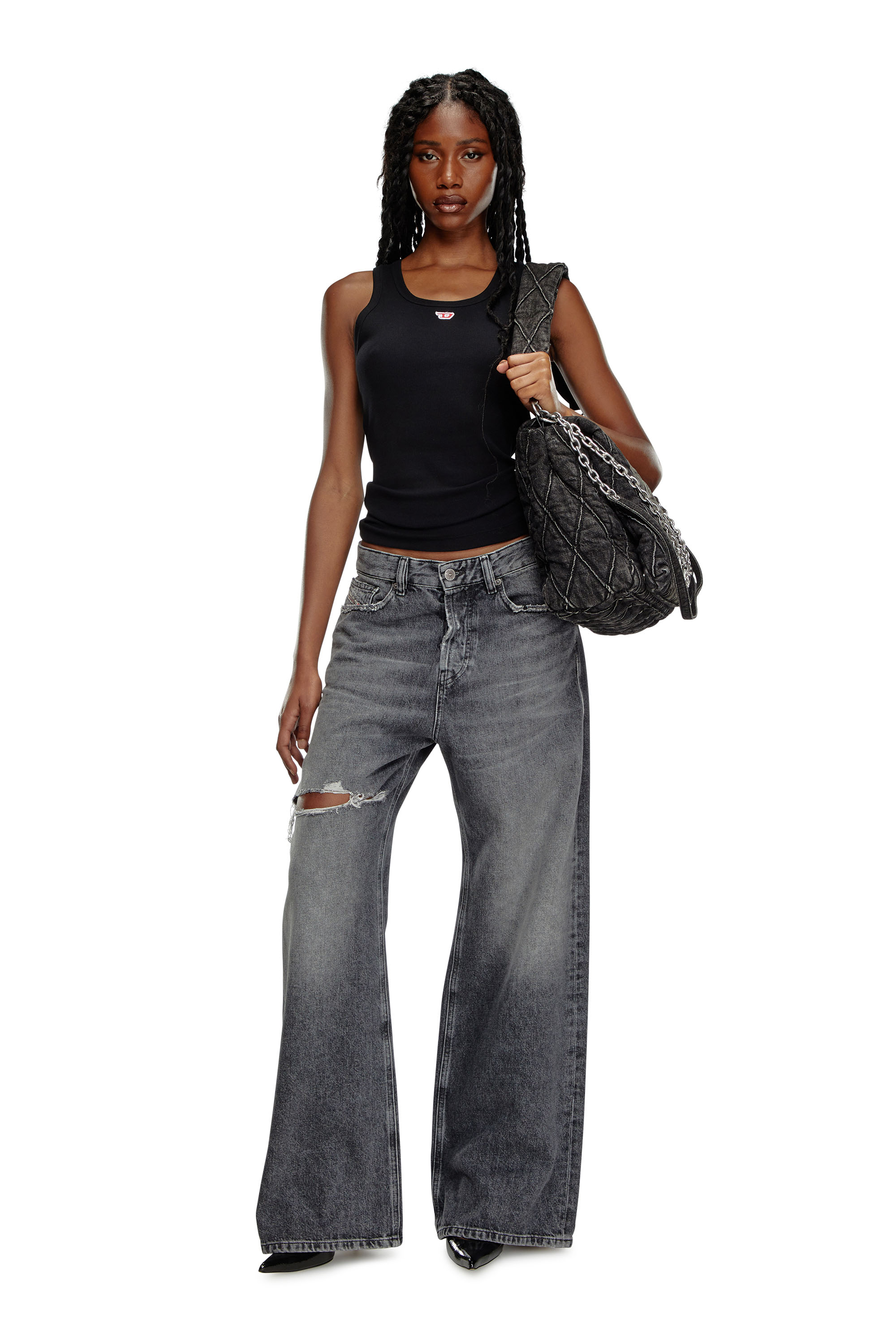 Diesel - T-ANKY-D, Débardeur avec empiècement D brodé Femme in Noir - 1