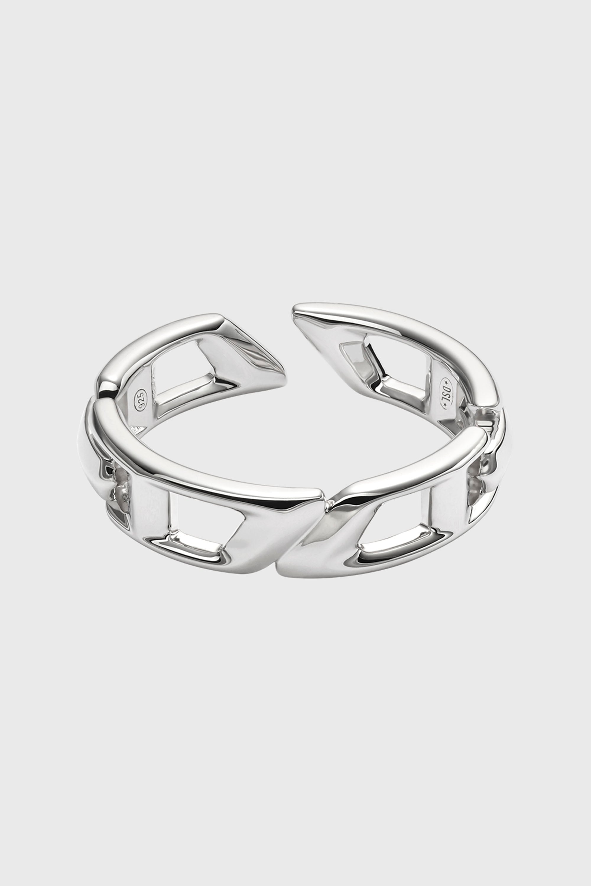 Diesel - DL1349040 STERLING SILVER JEWEL, Unisex's D Logo Sterling Silver Band Ring in Silver - 2
