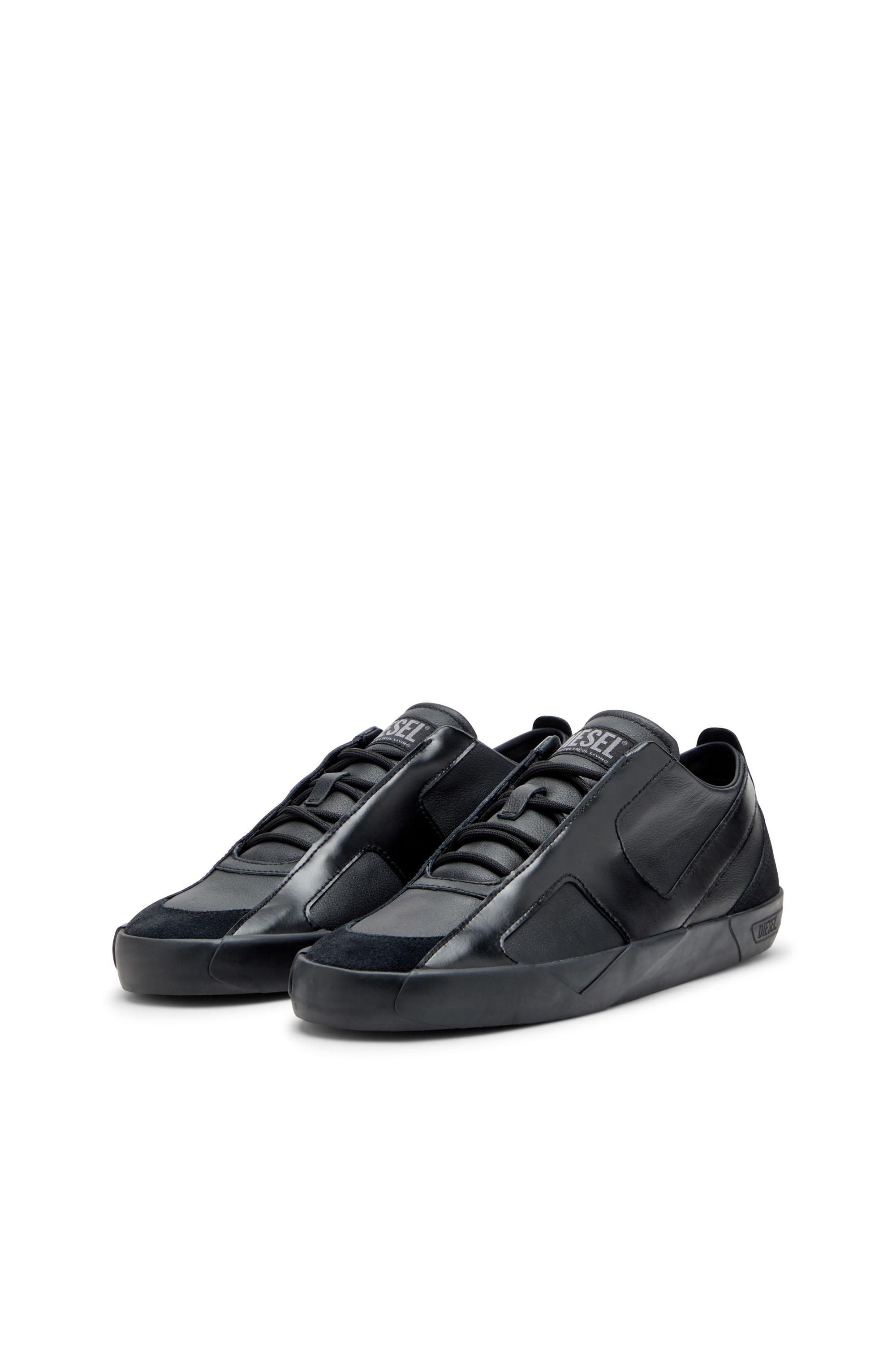 Diesel - S-SLANTE-D LOW, S-Slante-D-Baskets en daim et cuir avec logo D Homme in Noir - 9