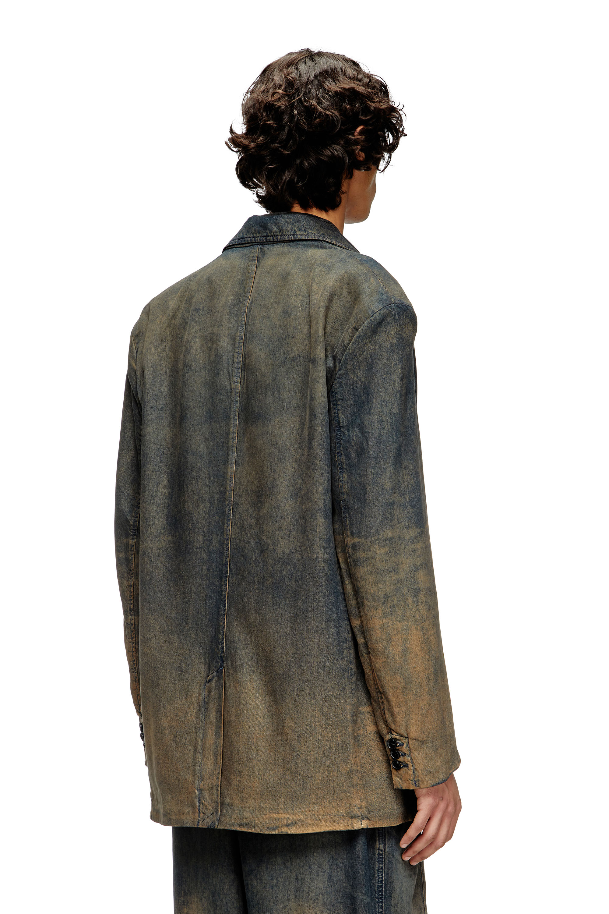 Diesel - D-REG-S, Unisex's Blazer in fluid shaded denim in Dark Blue - 4