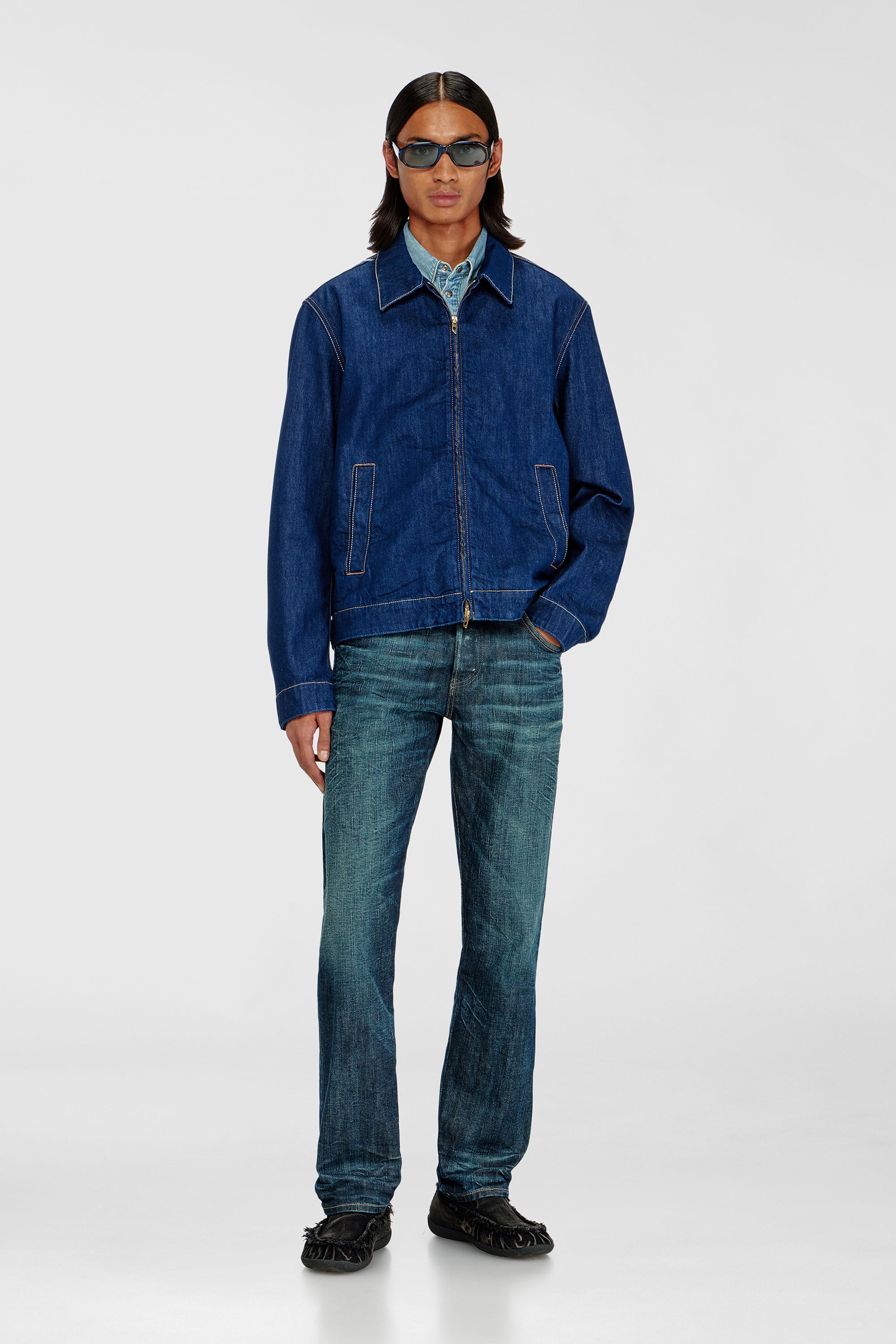 Diesel - D-ROHE, Veste coach en rinse denim Homme in Bleu - 2